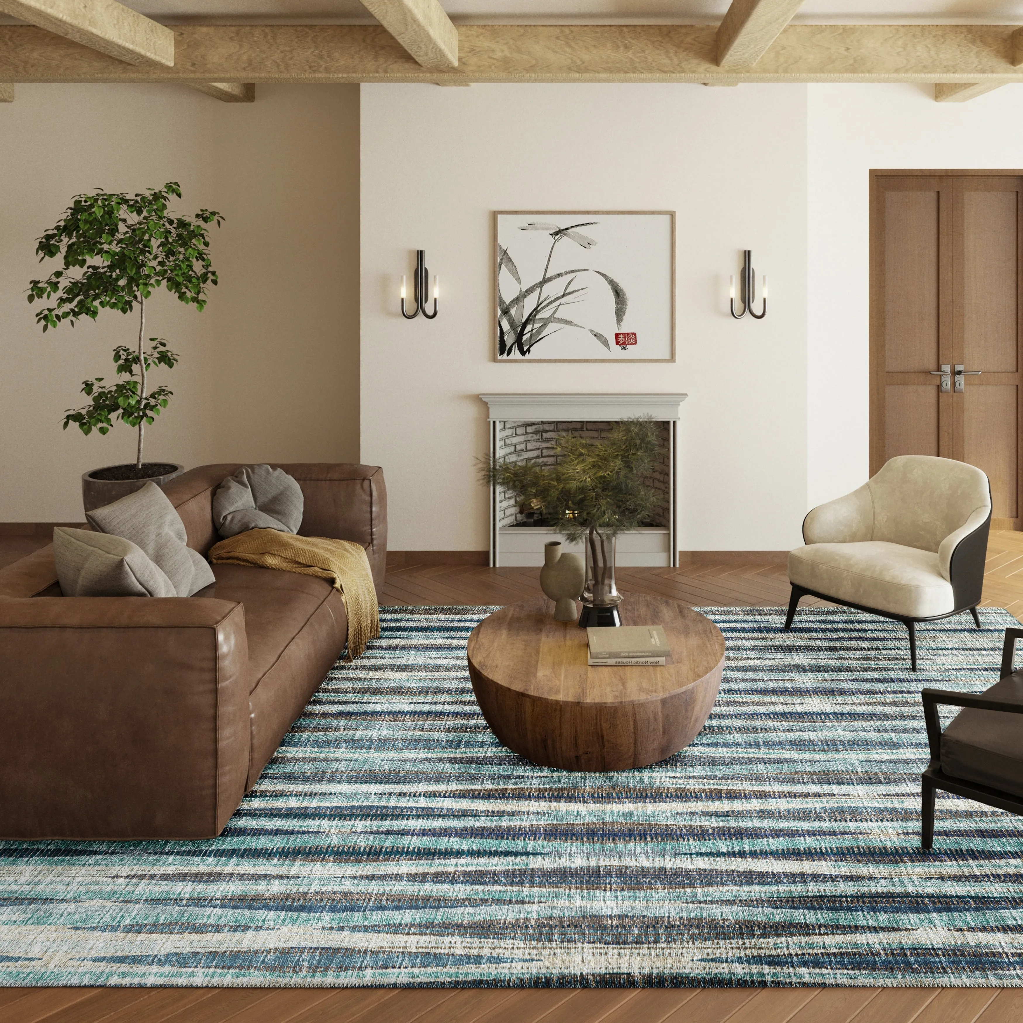 Indoor/Outdoor Waverly Modern Stripes Washable Rug