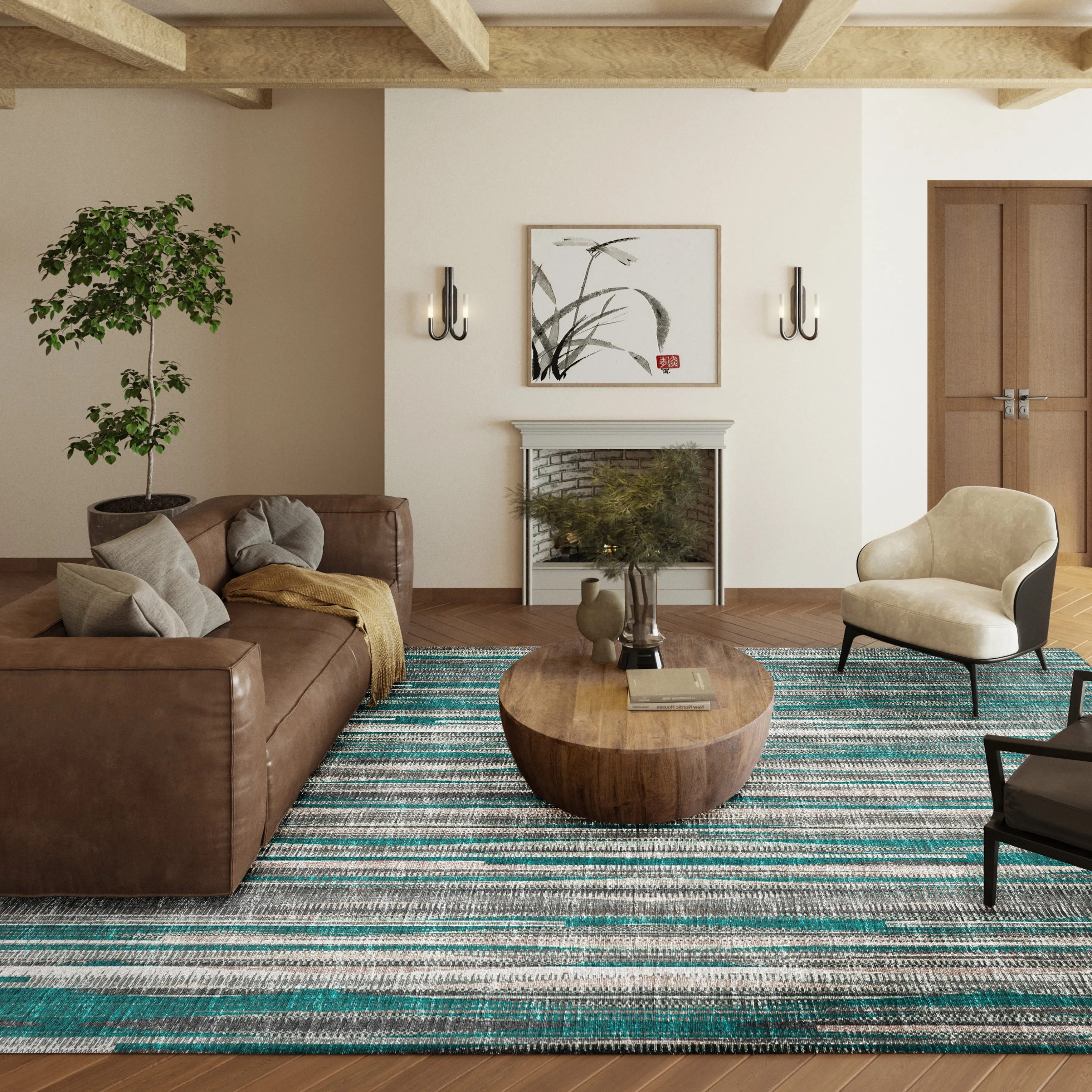Indoor/Outdoor Waverly Modern Stripes Washable Rug