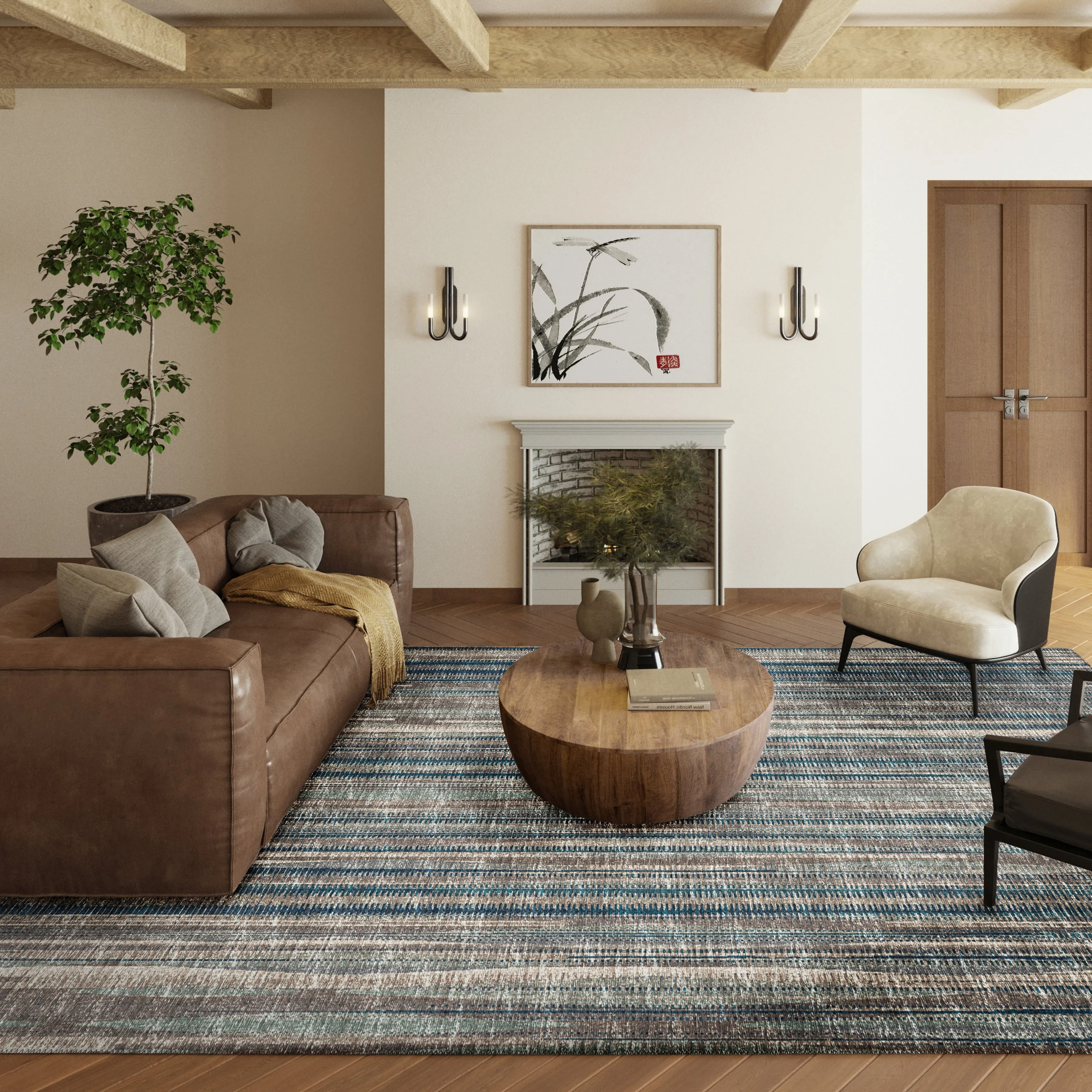 Indoor/Outdoor Waverly Modern Stripes Washable Rug