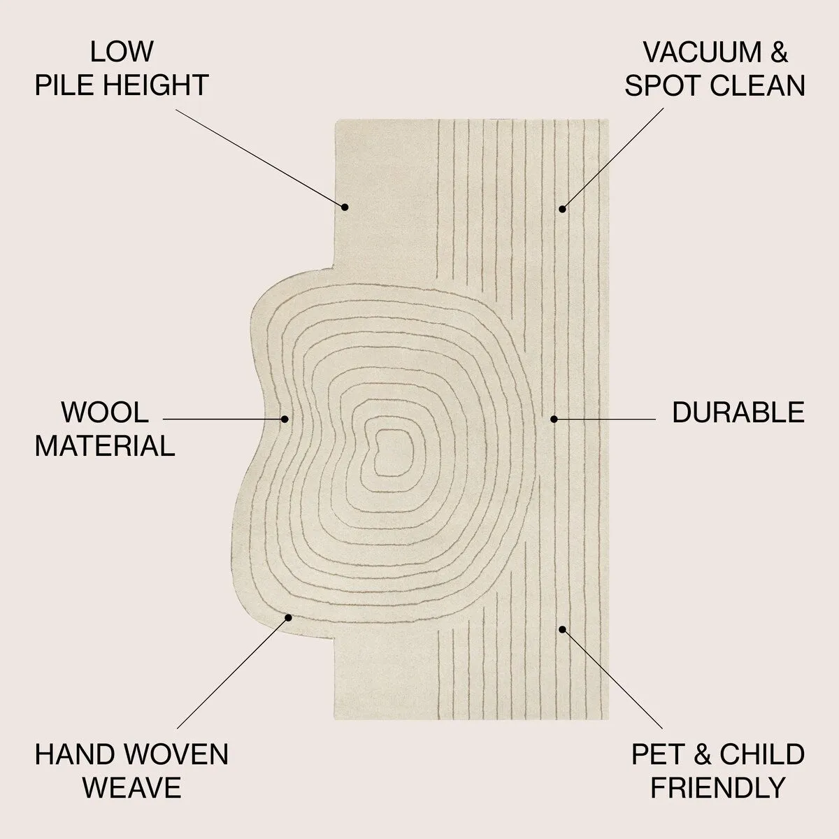 JONATHAN Y Bean Bohemian Abstract Striped Handwoven Wool Area Rug