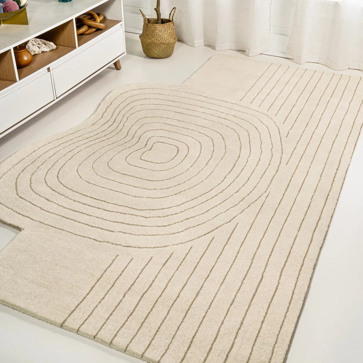 JONATHAN Y Bean Bohemian Abstract Striped Handwoven Wool Area Rug