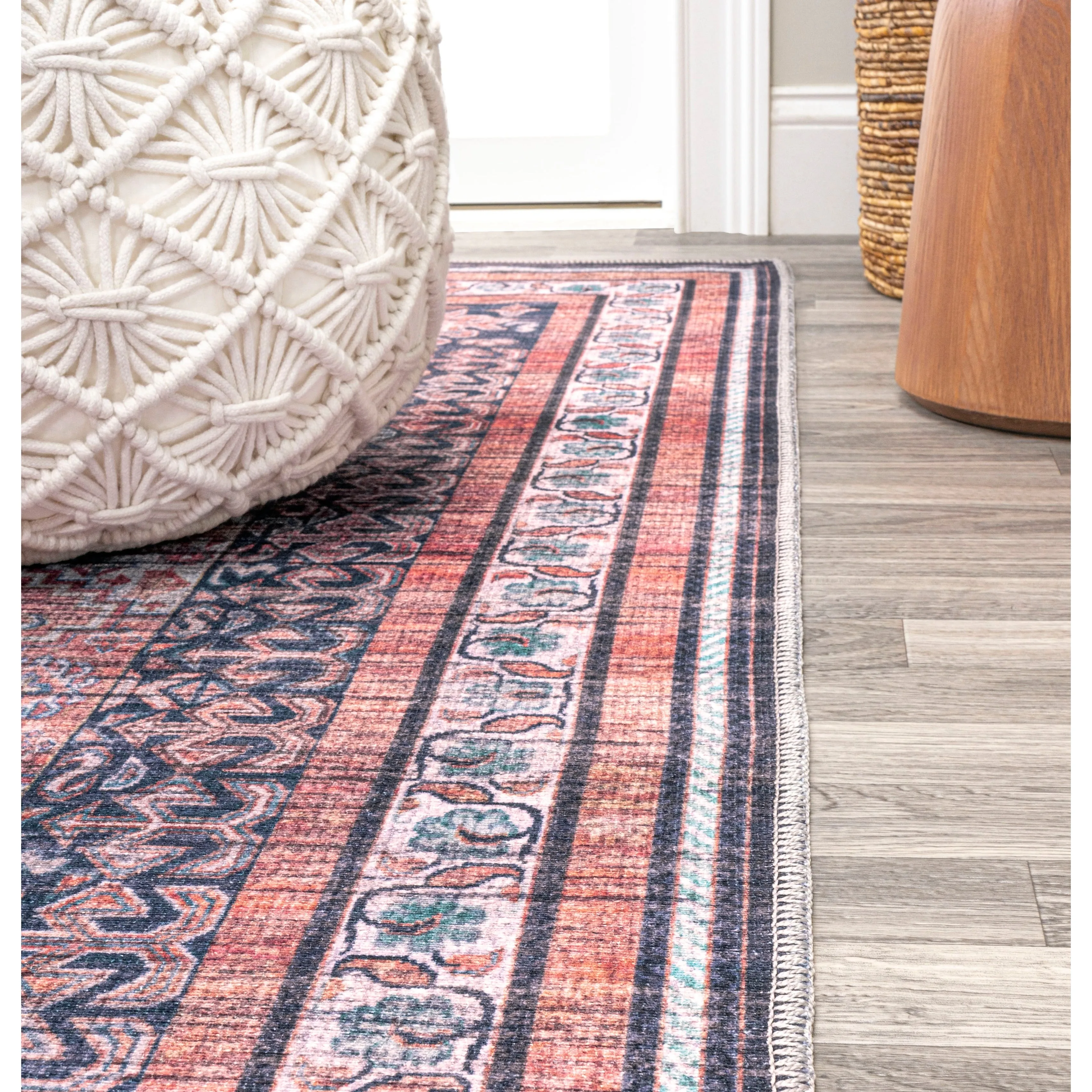 JONATHAN Y Didim Geometric Medallions Machine Washable Area Rug
