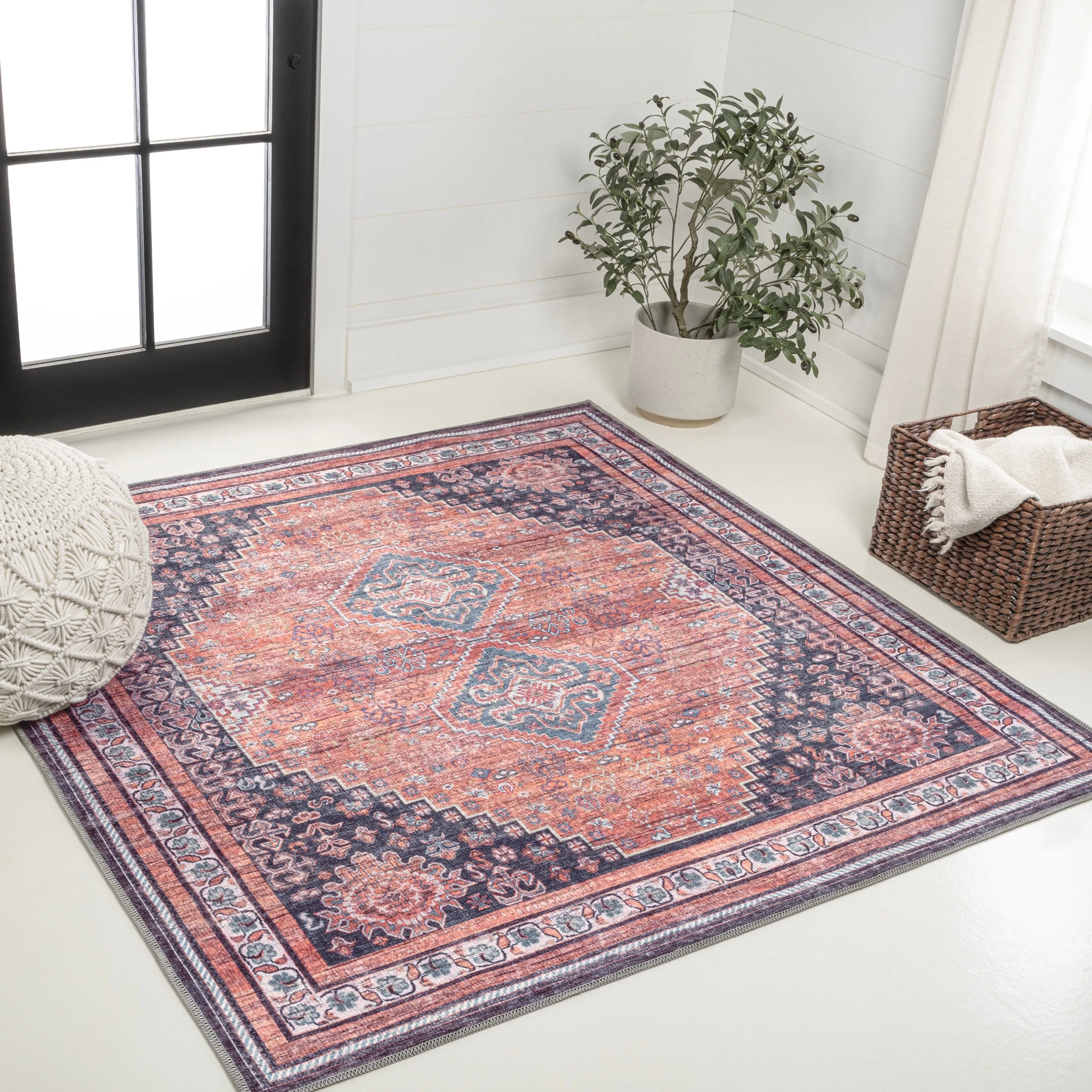 JONATHAN Y Didim Geometric Medallions Machine Washable Area Rug