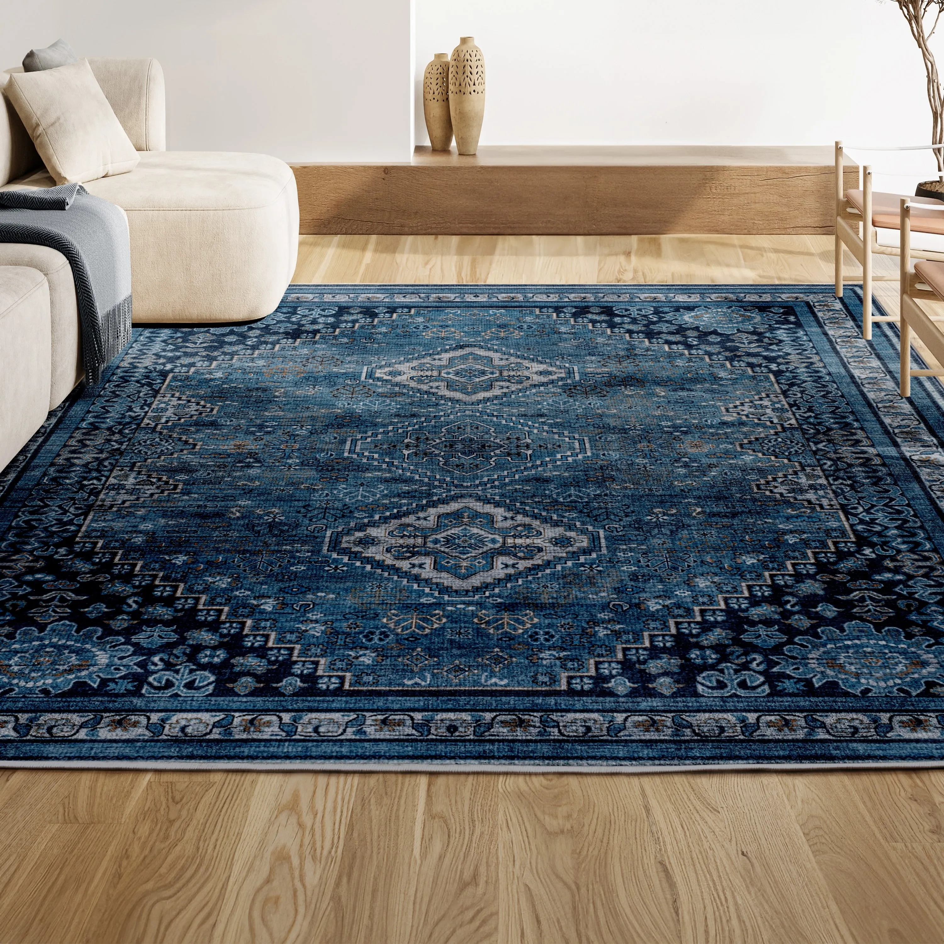 JONATHAN Y Didim Geometric Medallions Machine Washable Area Rug