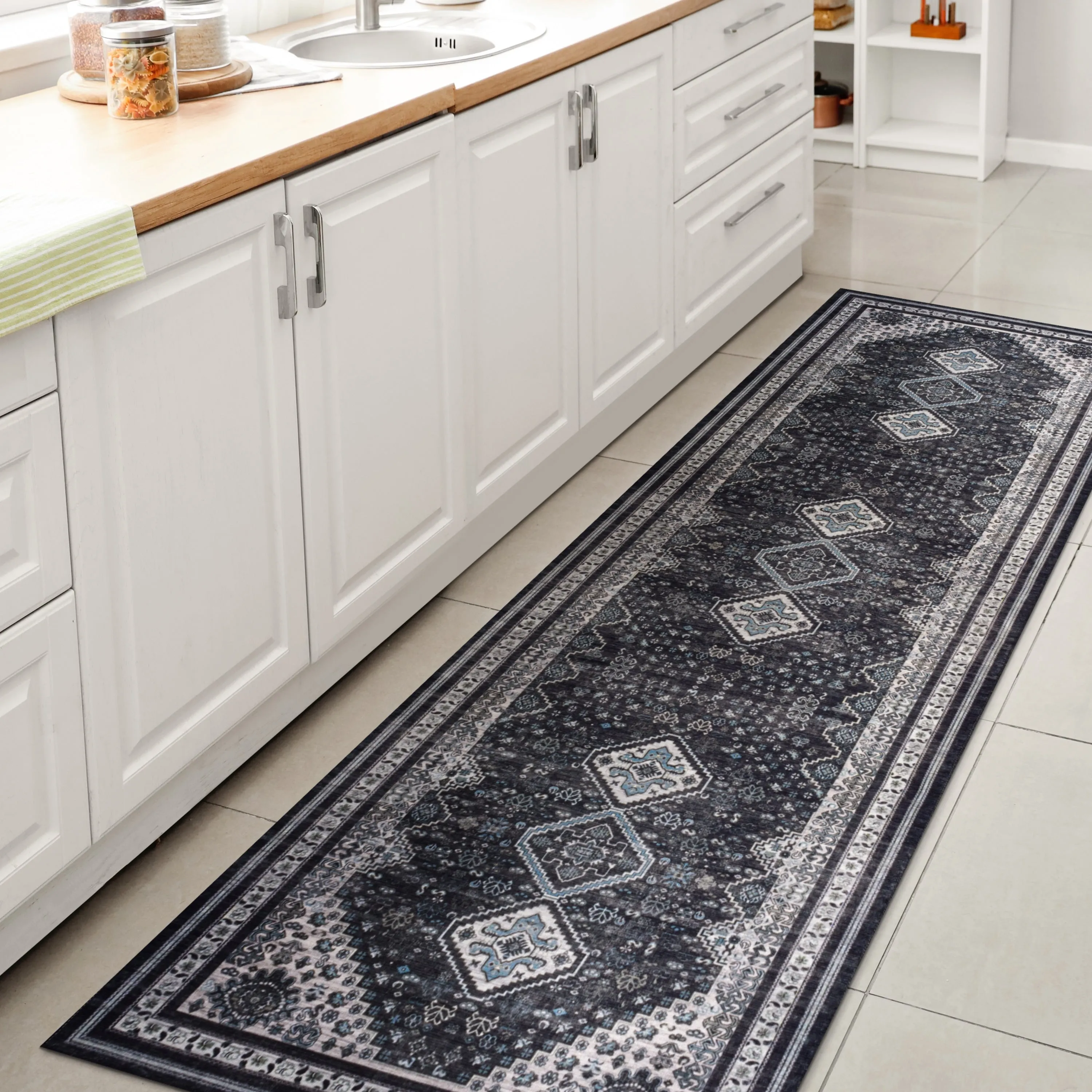 JONATHAN Y Didim Geometric Medallions Machine Washable Area Rug