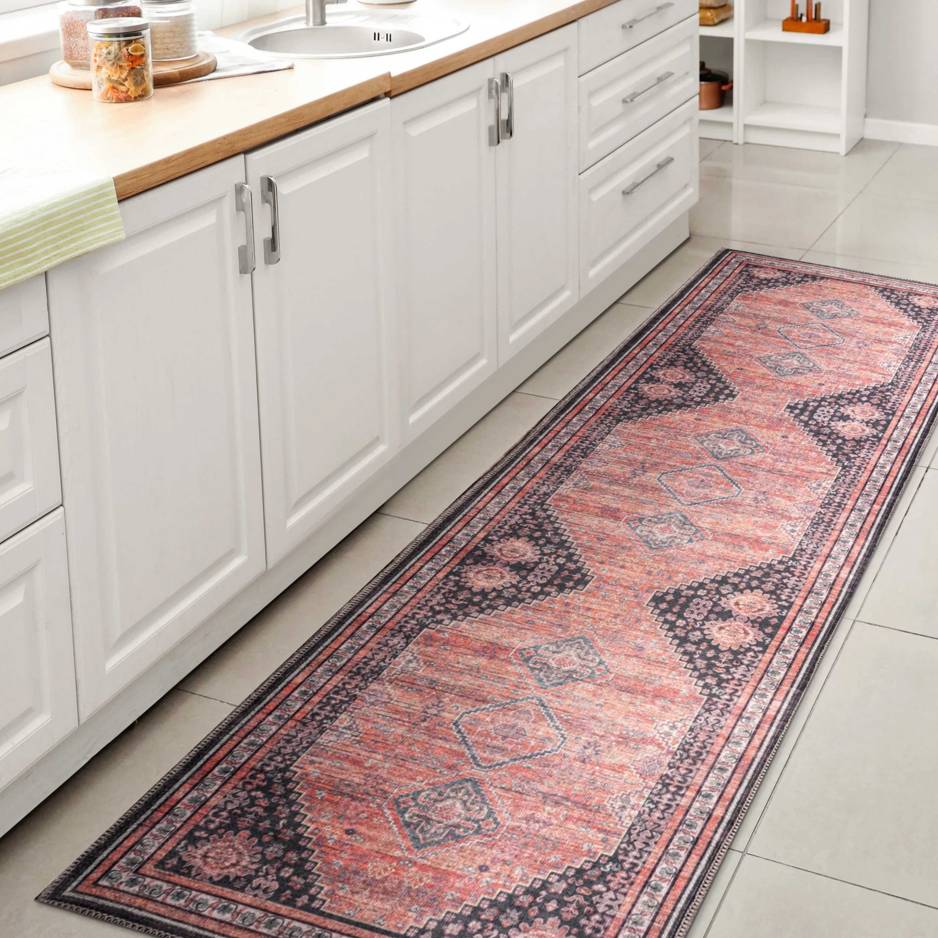 JONATHAN Y Didim Geometric Medallions Machine Washable Area Rug