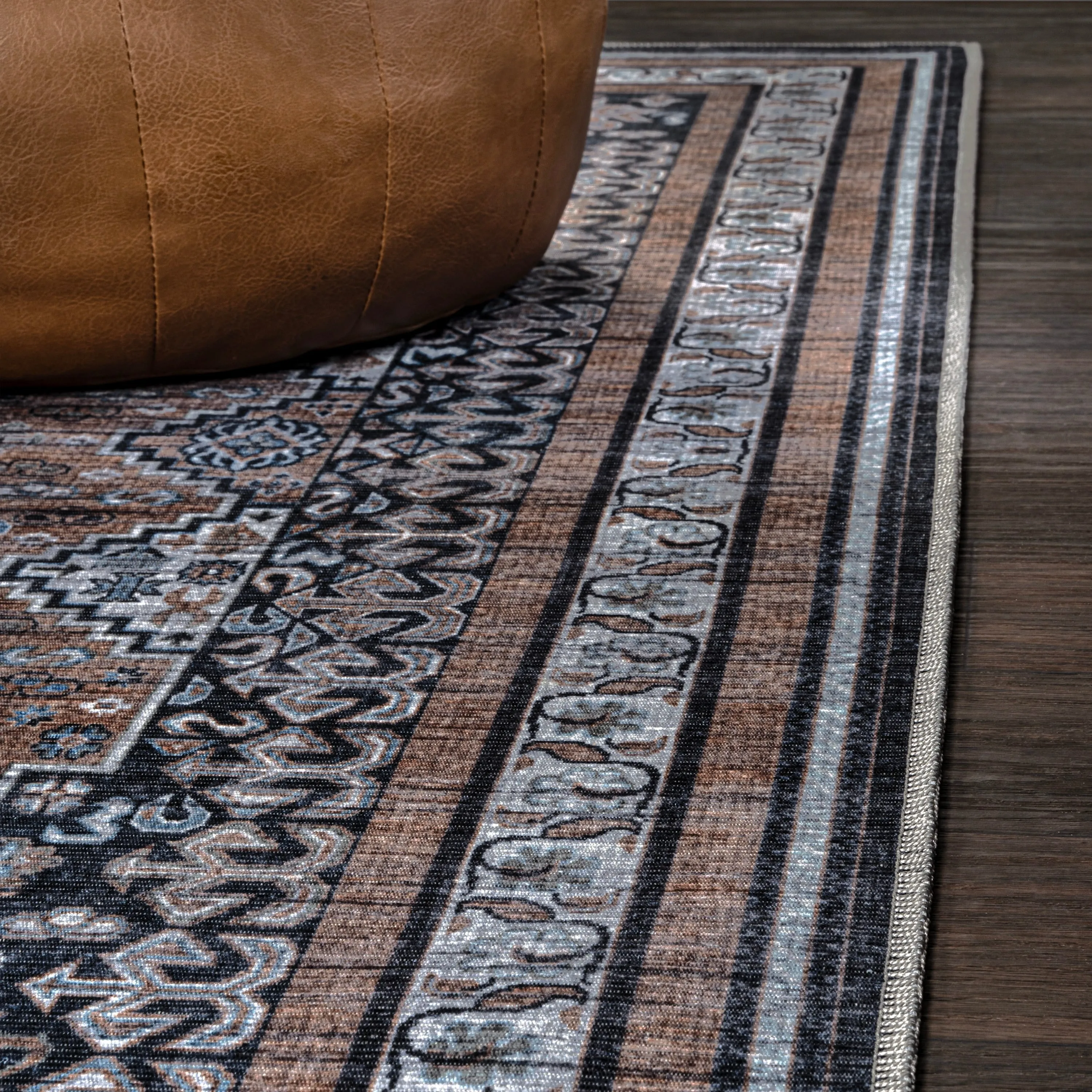 JONATHAN Y Didim Geometric Medallions Machine Washable Area Rug