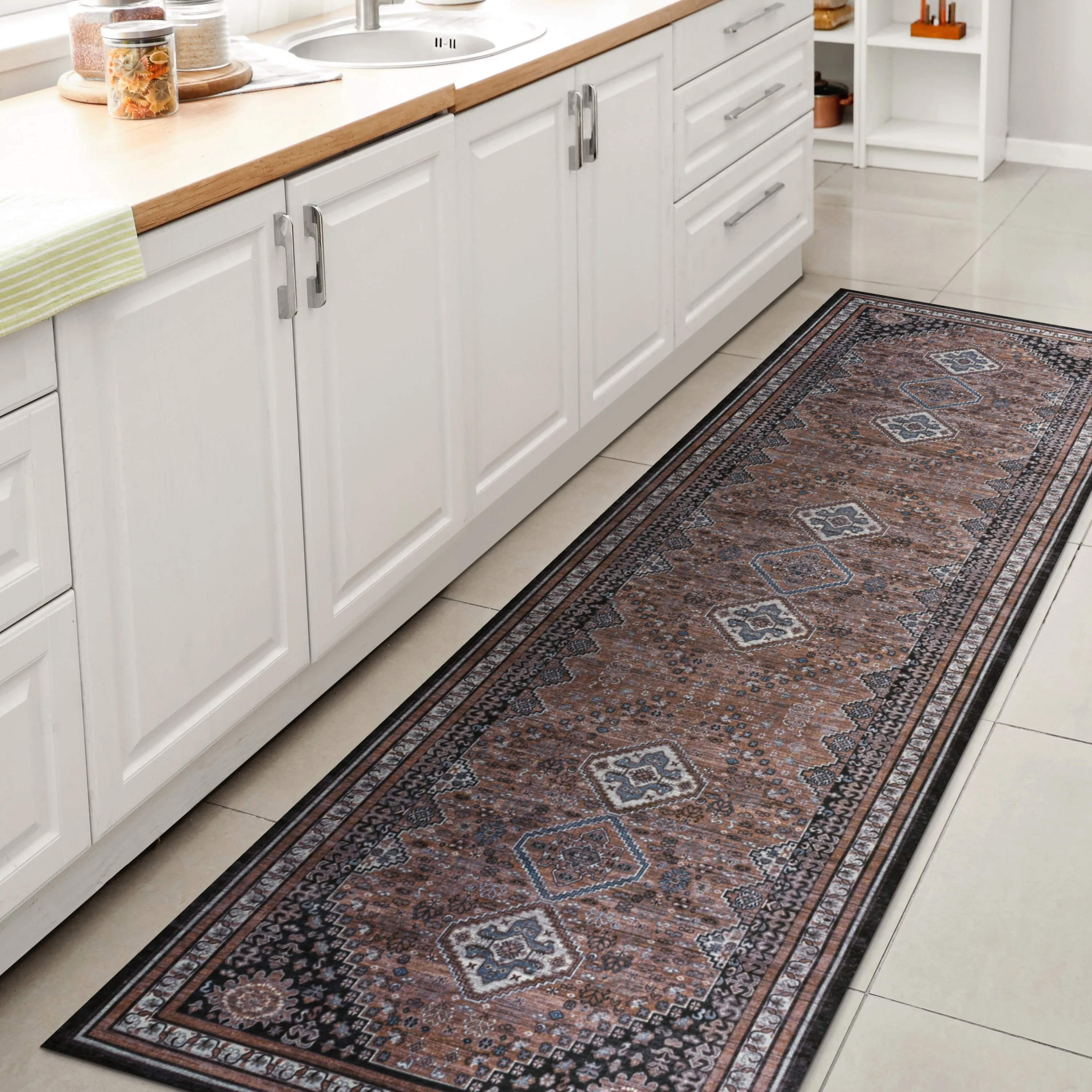 JONATHAN Y Didim Geometric Medallions Machine Washable Area Rug