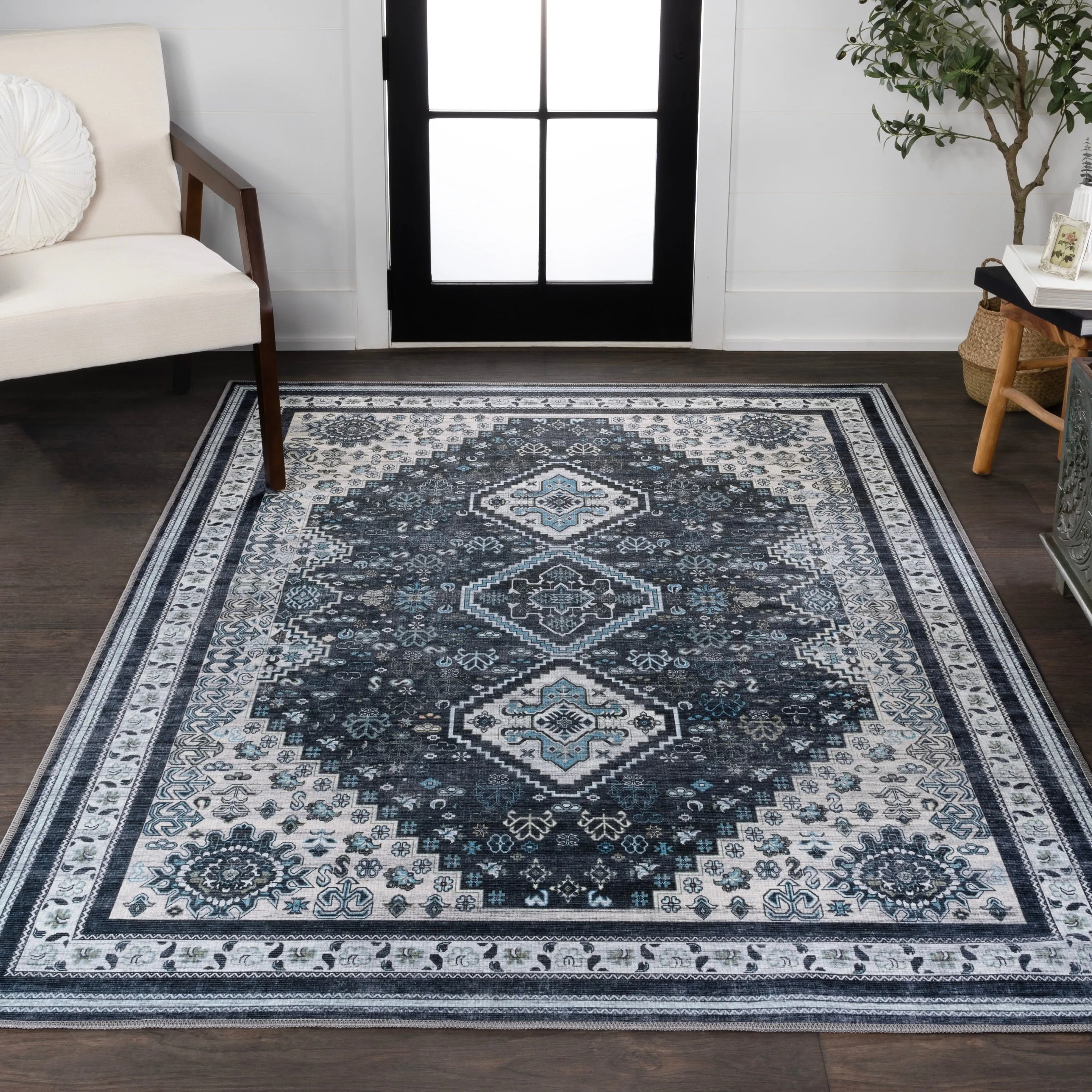 JONATHAN Y Didim Geometric Medallions Machine Washable Area Rug