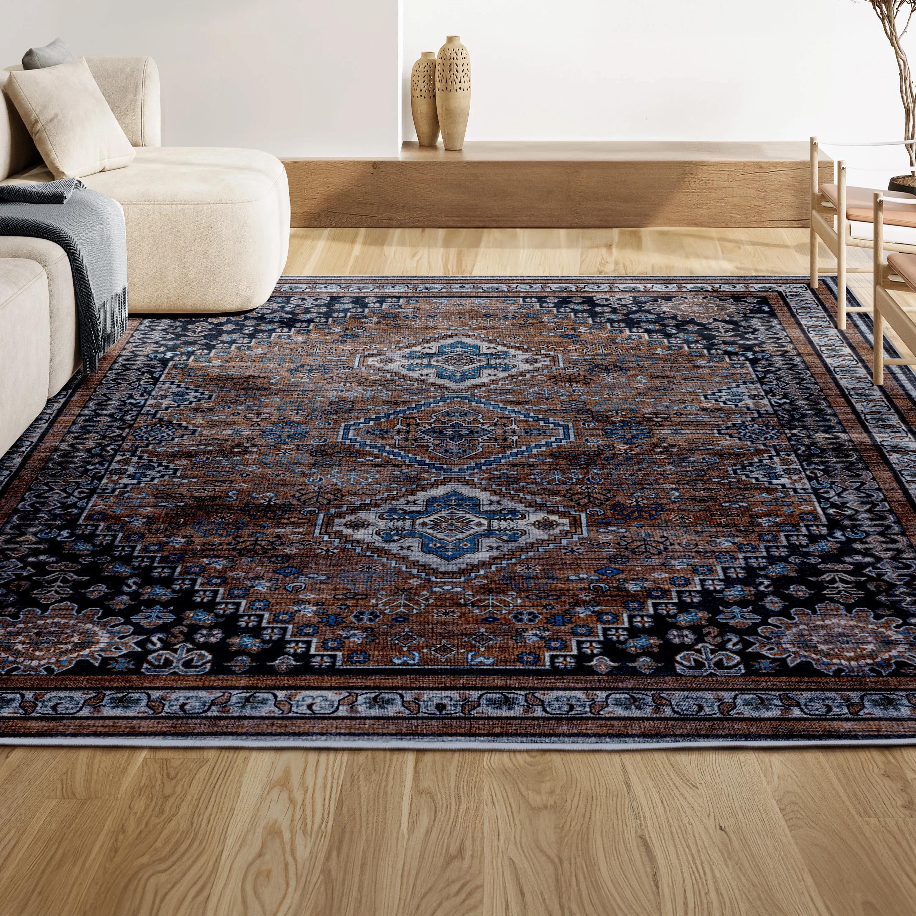 JONATHAN Y Didim Geometric Medallions Machine Washable Area Rug