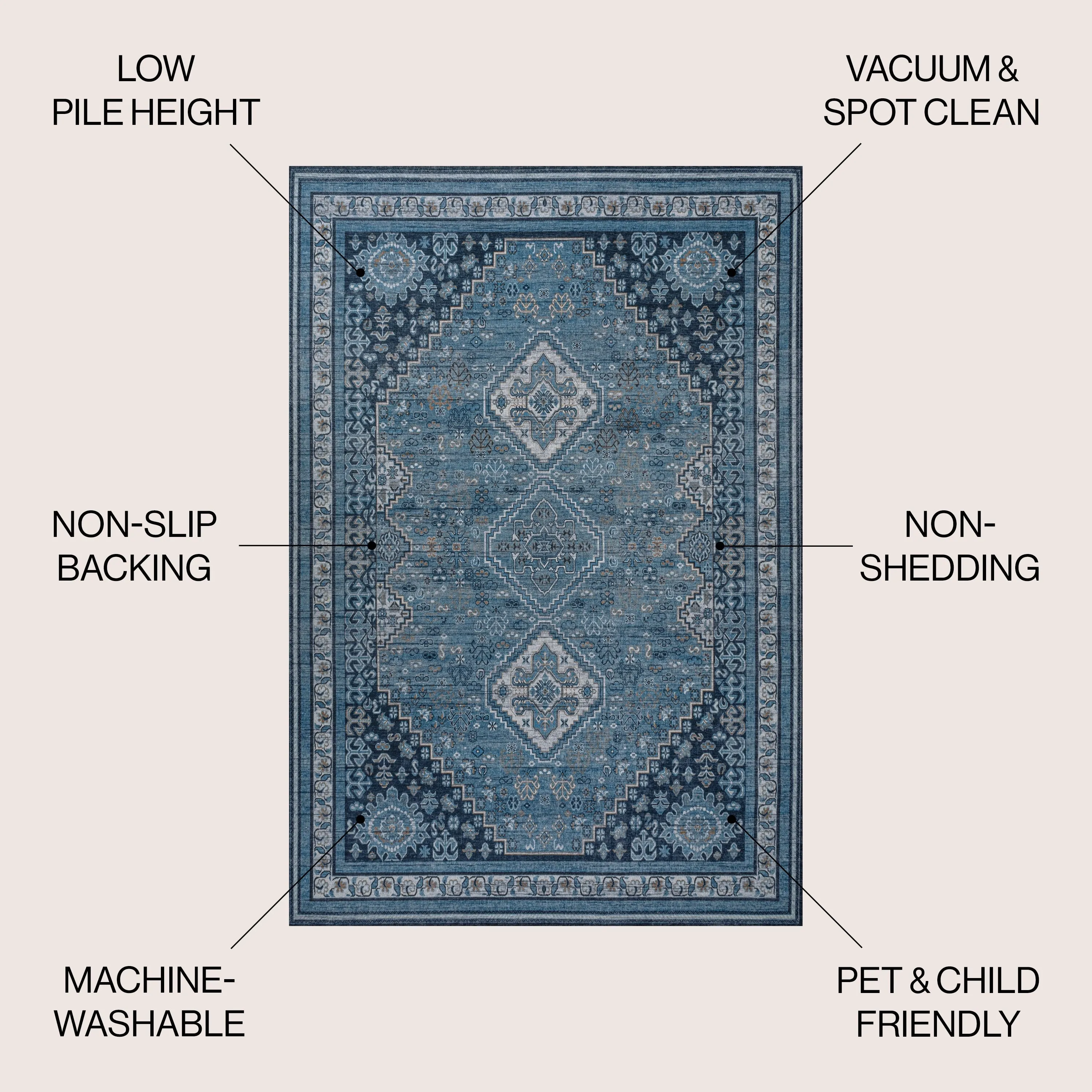 JONATHAN Y Didim Geometric Medallions Machine Washable Area Rug