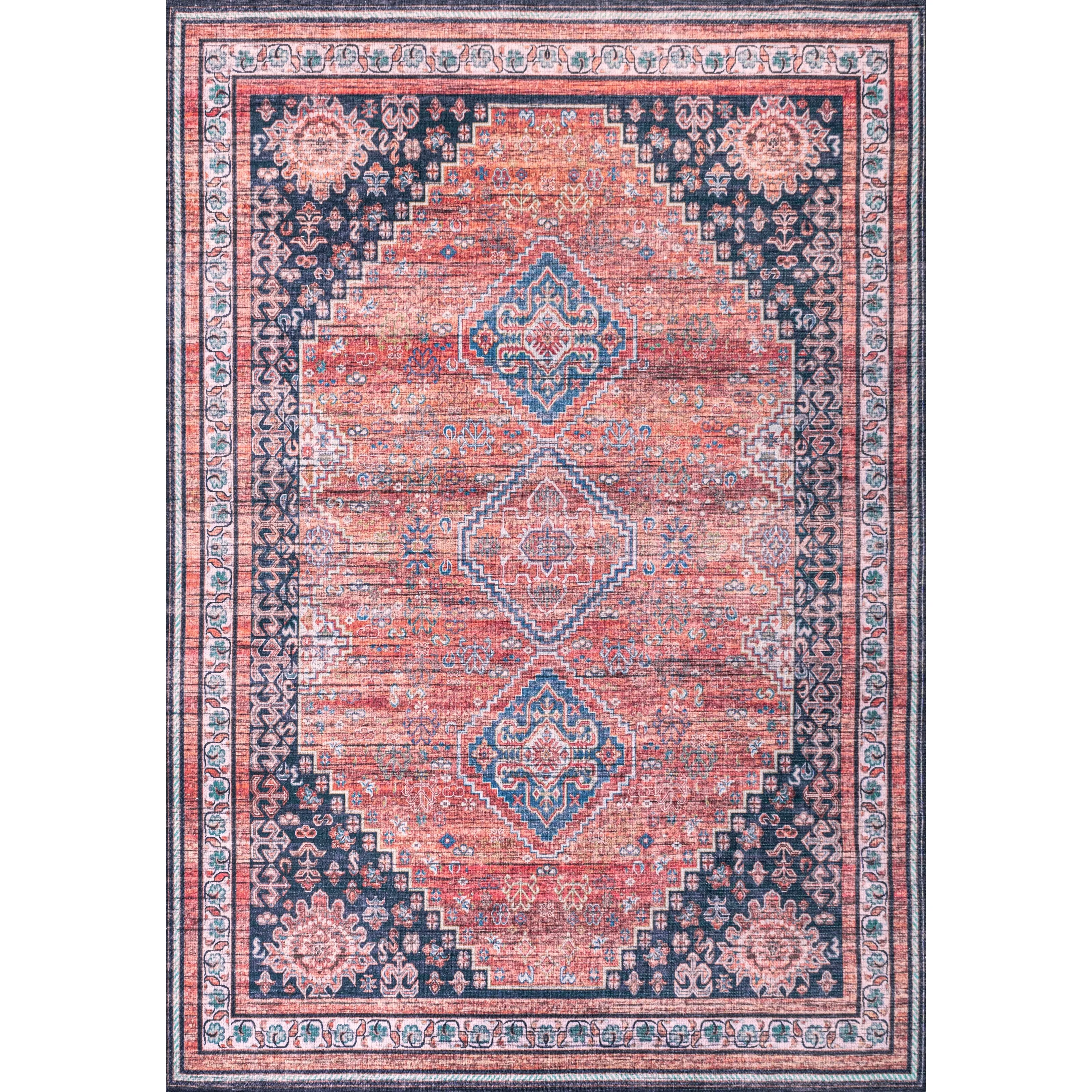 JONATHAN Y Didim Geometric Medallions Machine Washable Area Rug