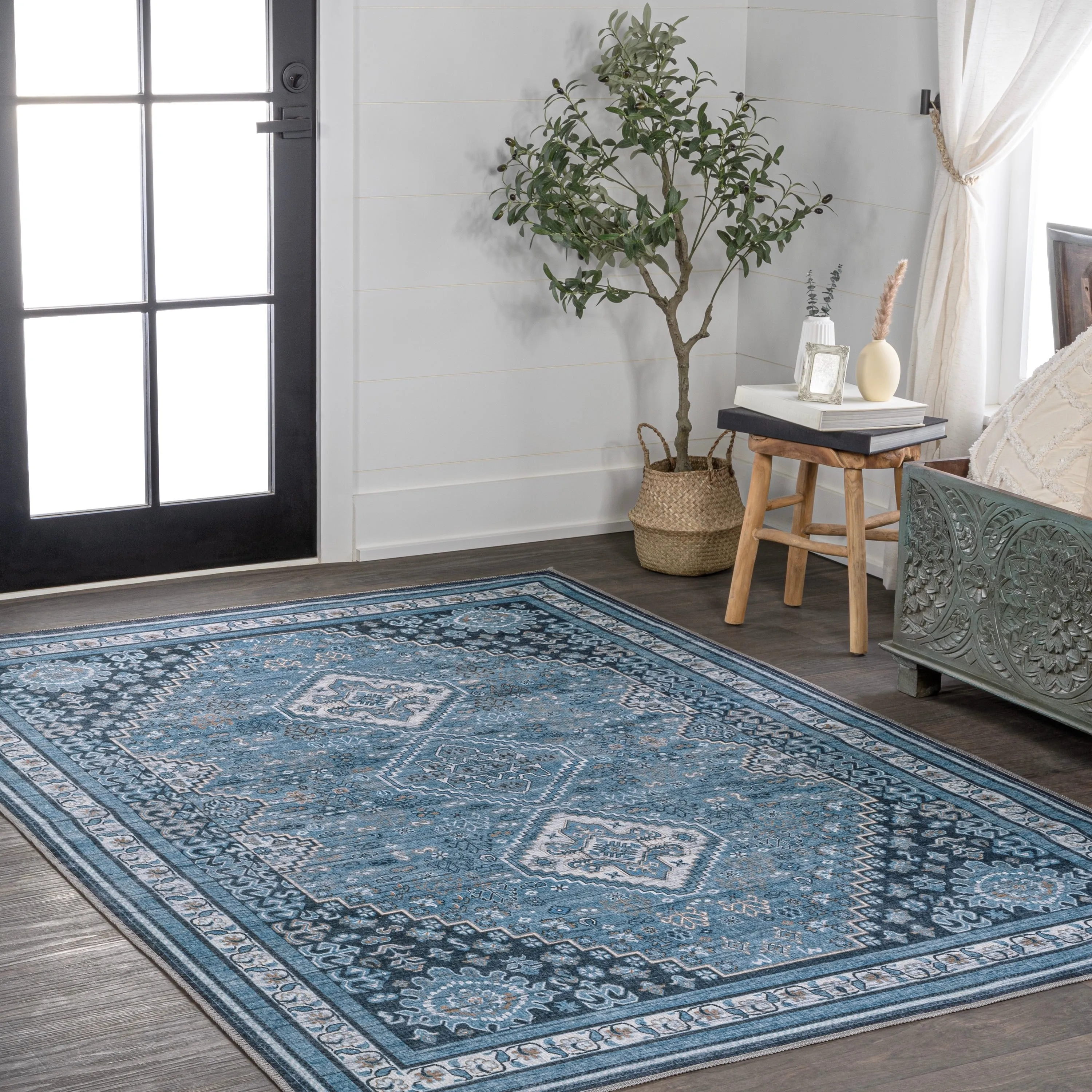 JONATHAN Y Didim Geometric Medallions Machine Washable Area Rug