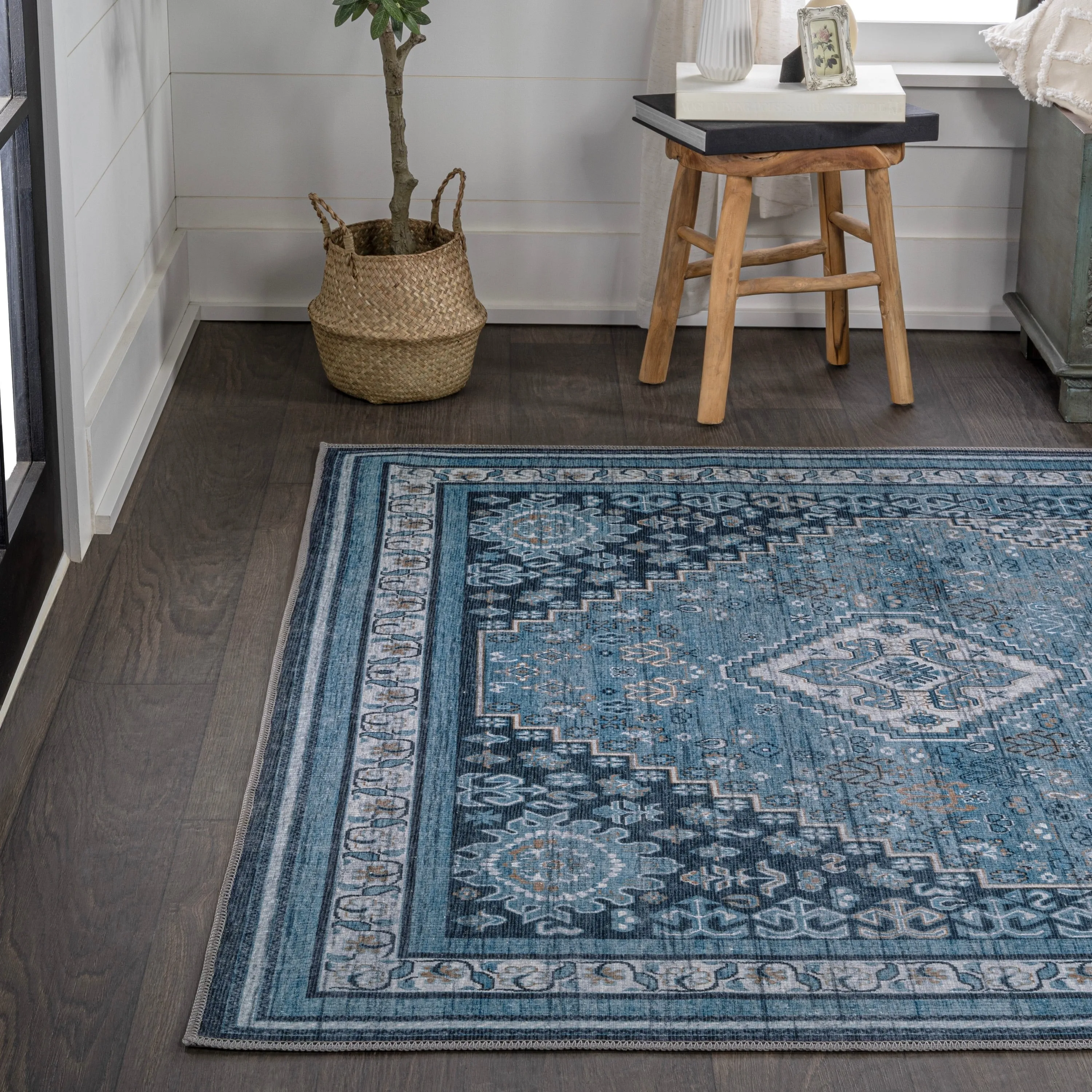JONATHAN Y Didim Geometric Medallions Machine Washable Area Rug
