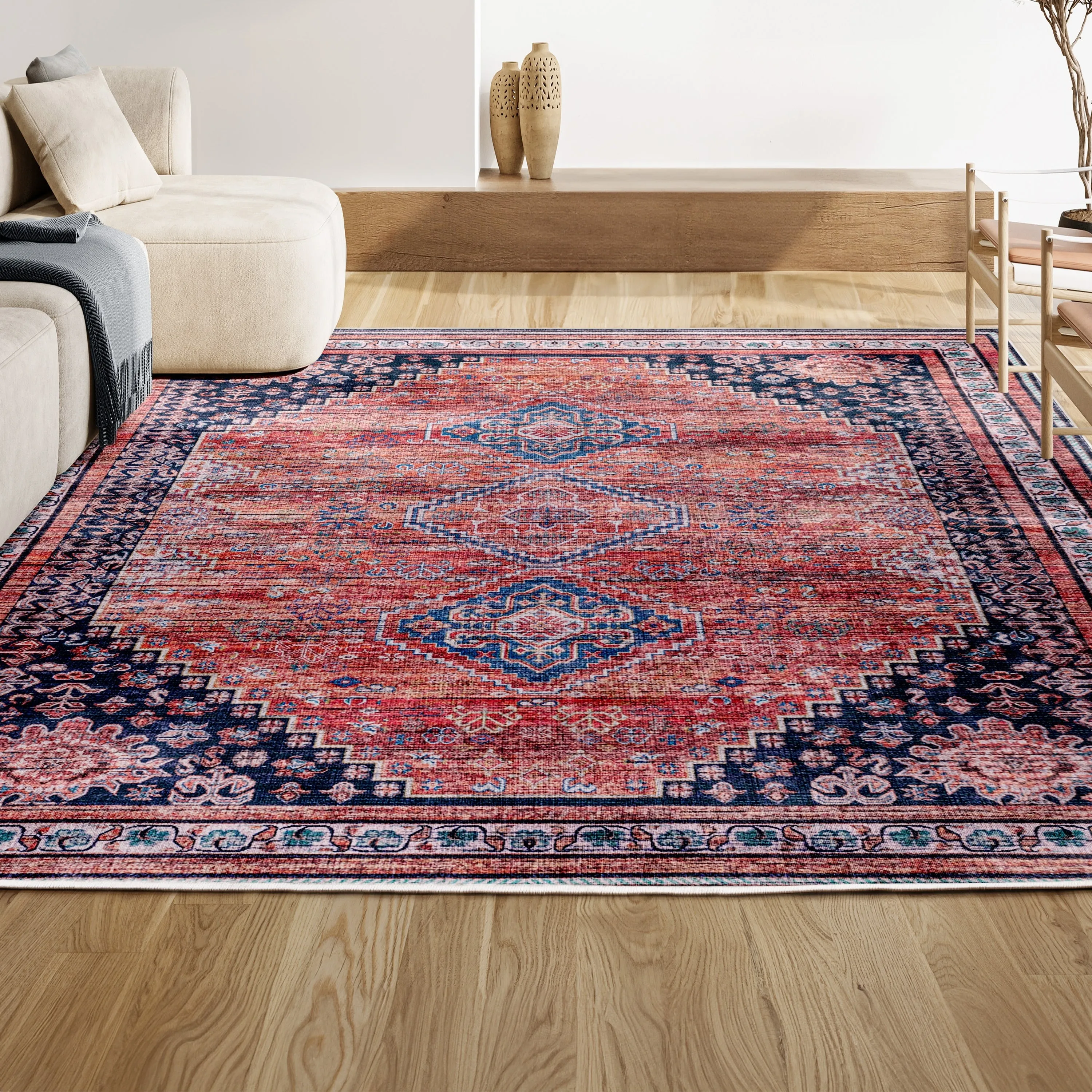 JONATHAN Y Didim Geometric Medallions Machine Washable Area Rug