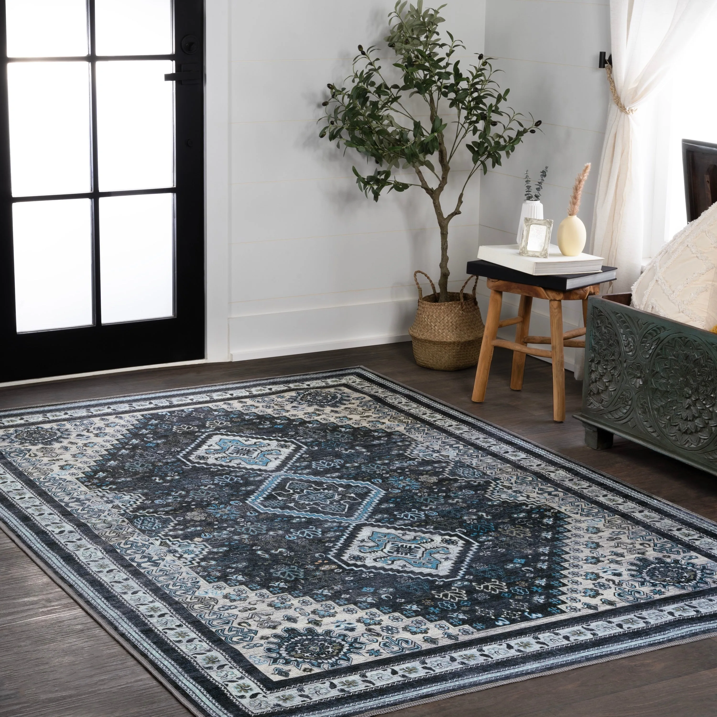 JONATHAN Y Didim Geometric Medallions Machine Washable Area Rug