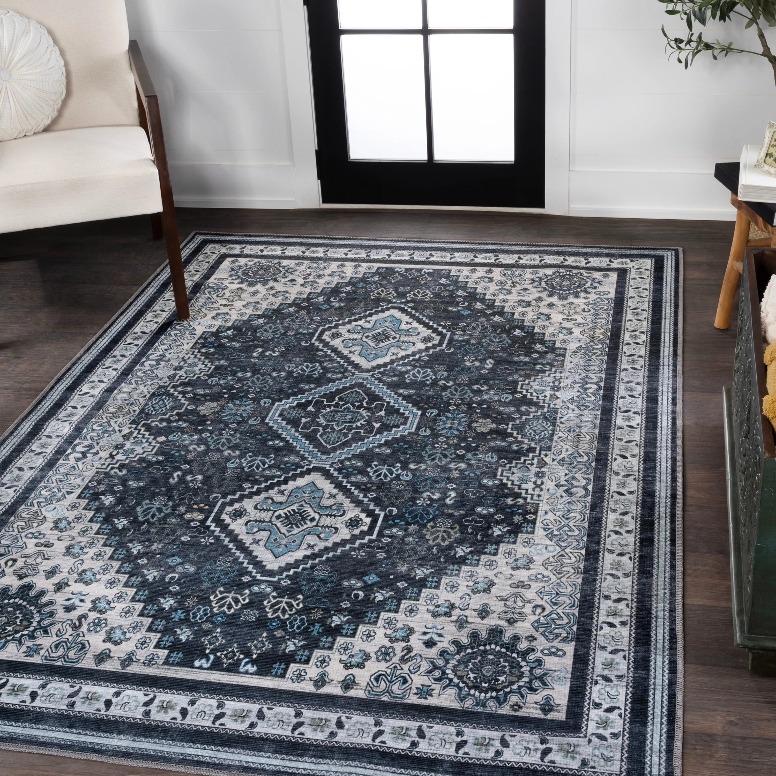 JONATHAN Y Didim Geometric Medallions Machine Washable Area Rug