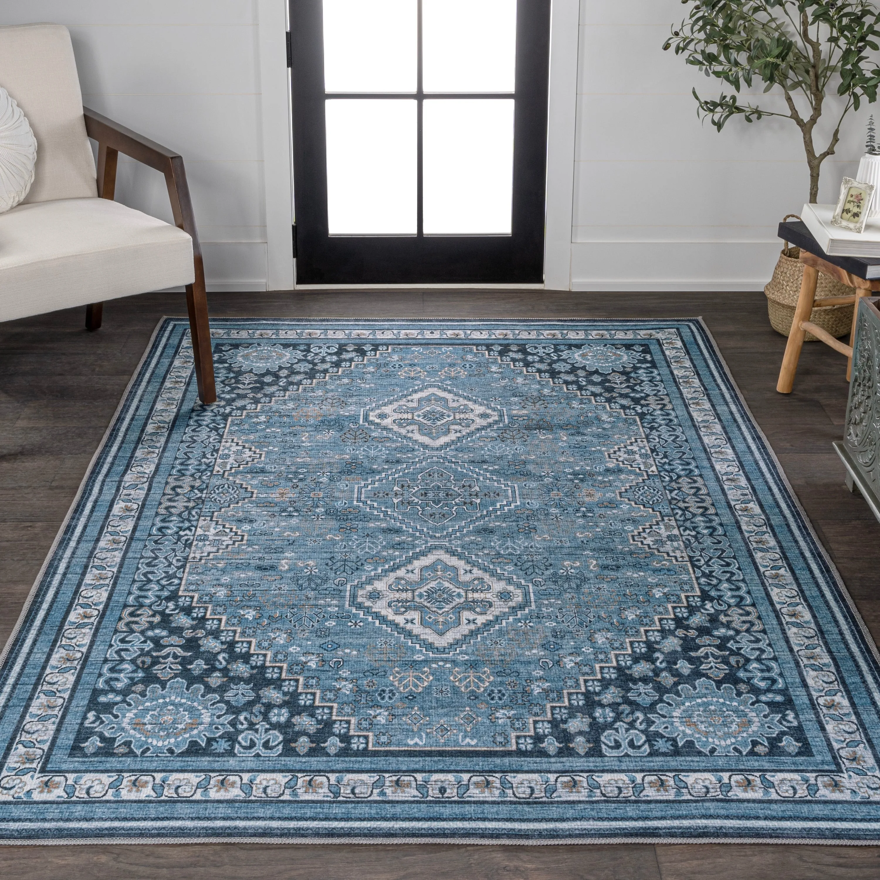 JONATHAN Y Didim Geometric Medallions Machine Washable Area Rug