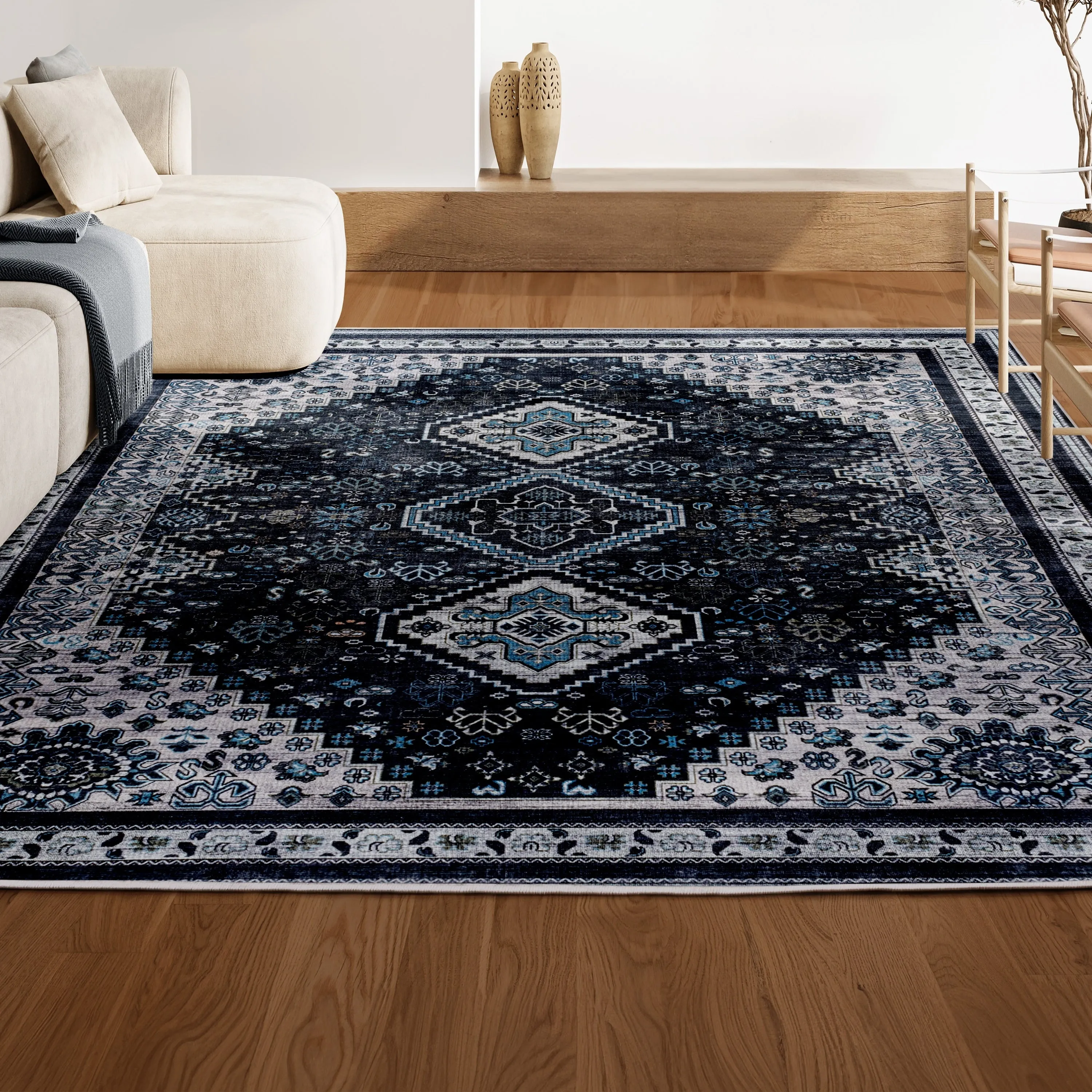 JONATHAN Y Didim Geometric Medallions Machine Washable Area Rug