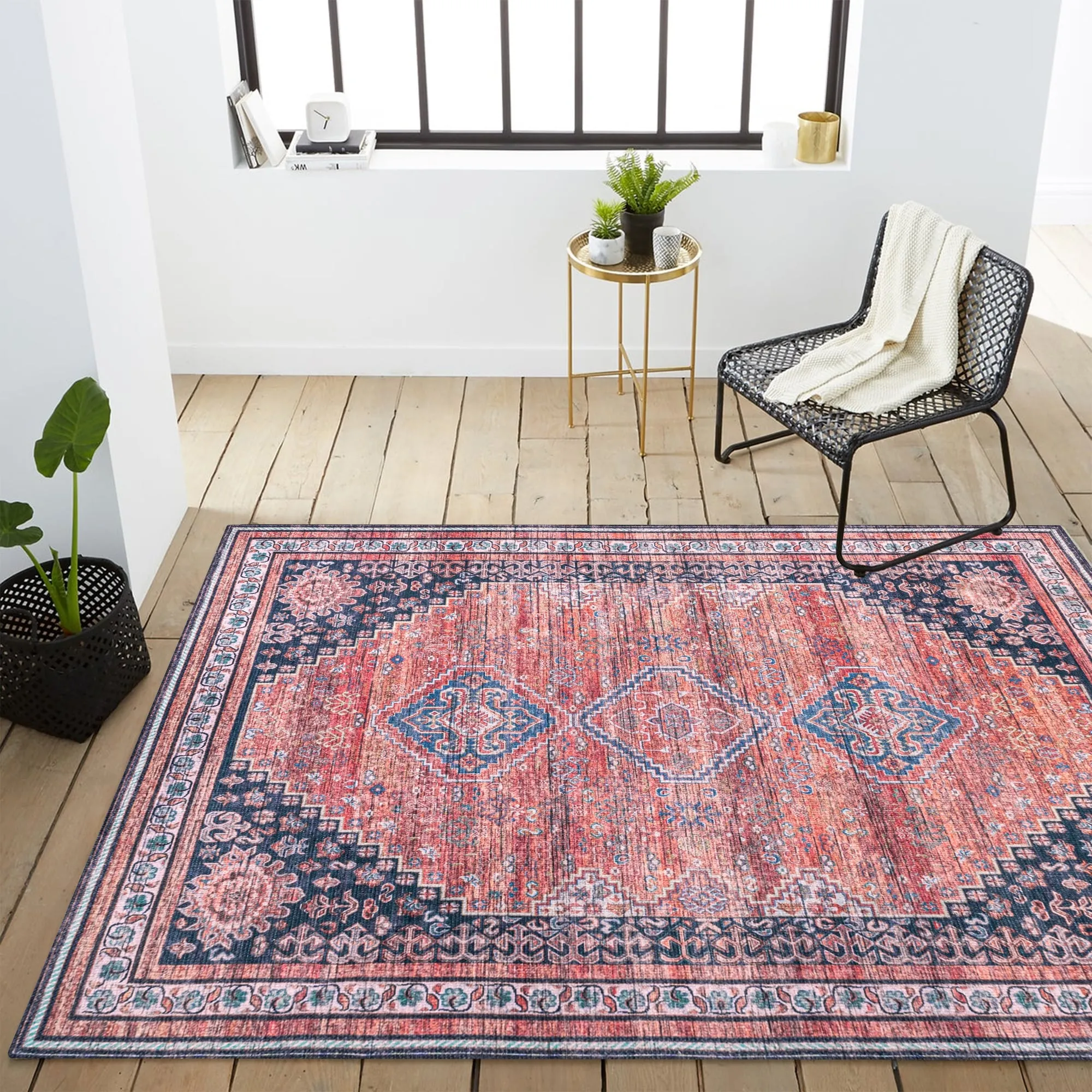 JONATHAN Y Didim Geometric Medallions Machine Washable Area Rug
