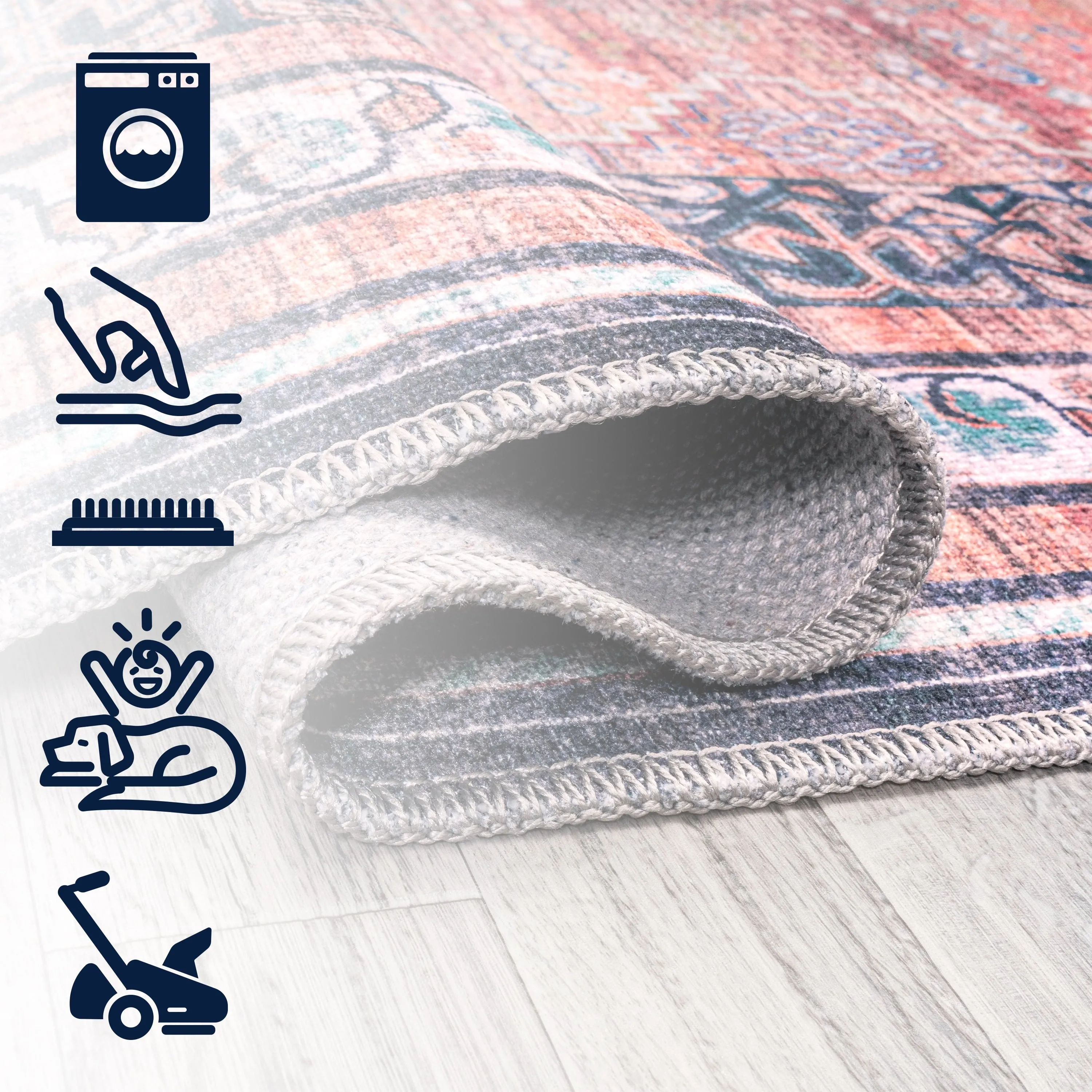 JONATHAN Y Didim Geometric Medallions Machine Washable Area Rug
