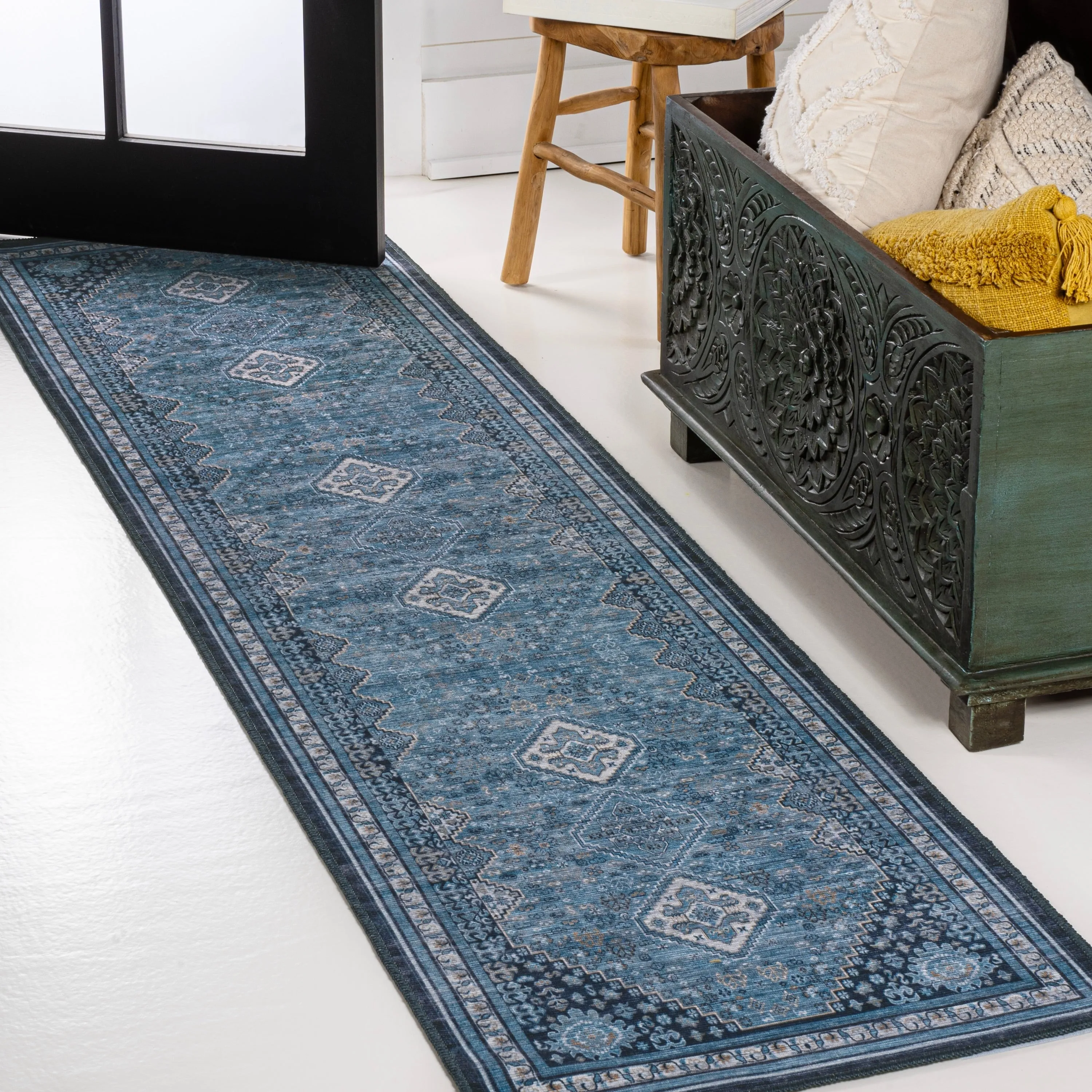 JONATHAN Y Didim Geometric Medallions Machine Washable Area Rug