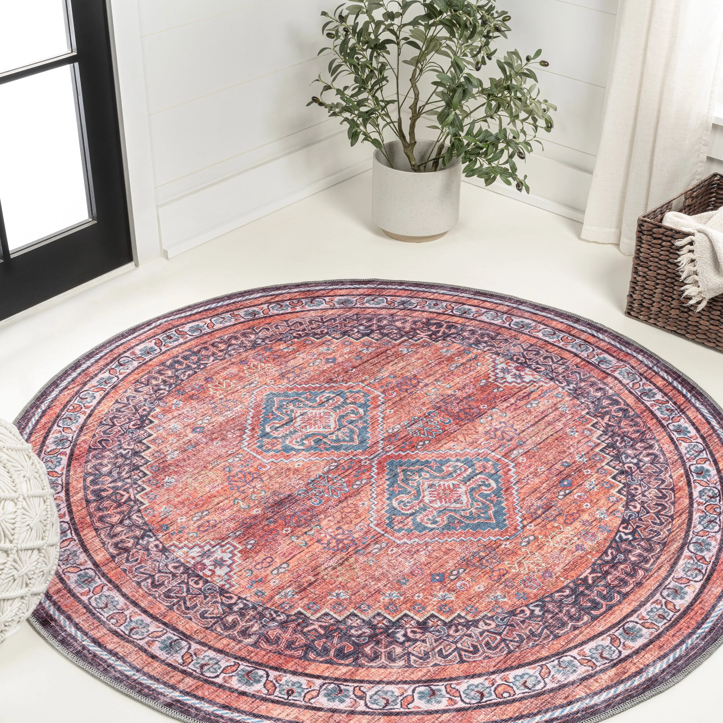 JONATHAN Y Didim Geometric Medallions Machine Washable Area Rug