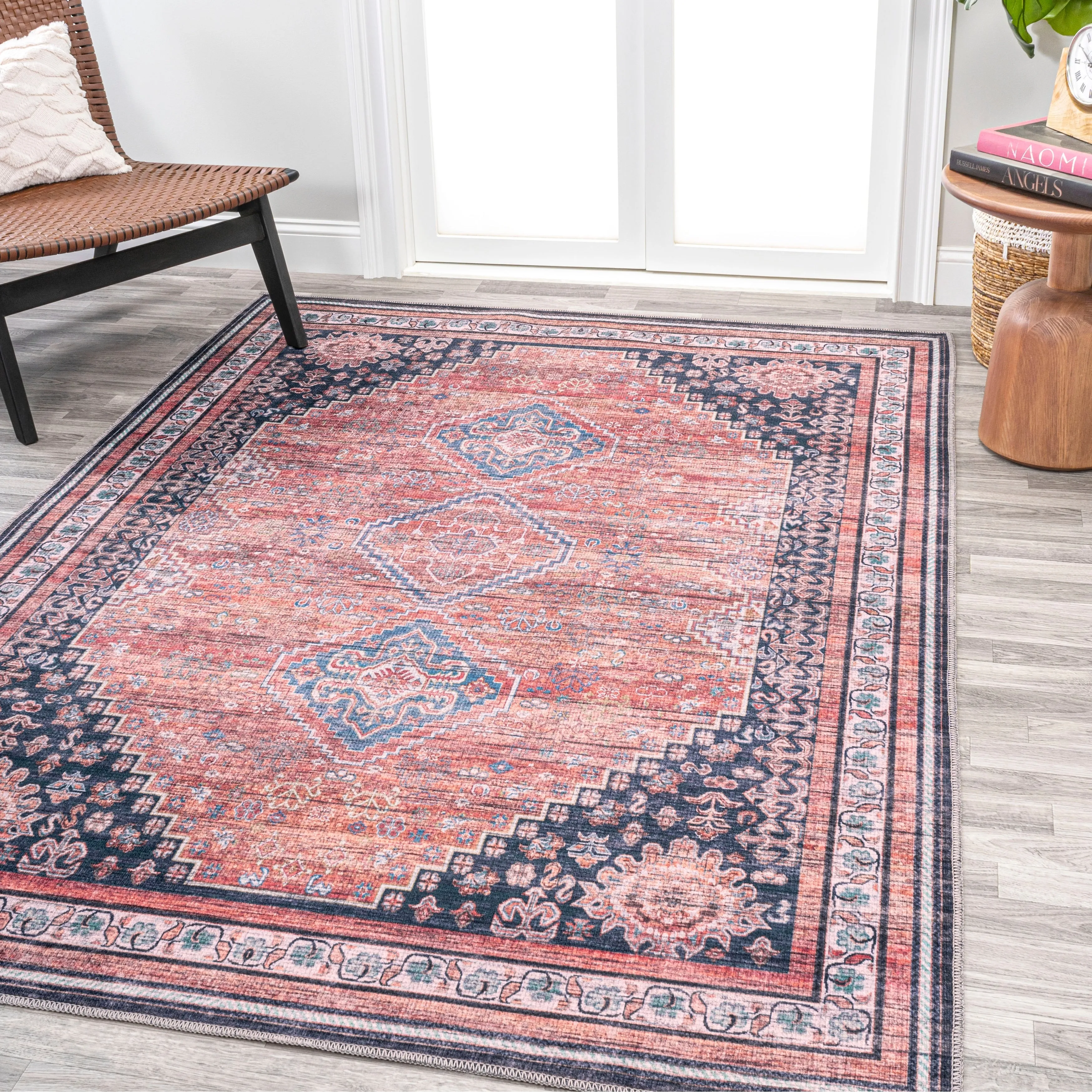 JONATHAN Y Didim Geometric Medallions Machine Washable Area Rug