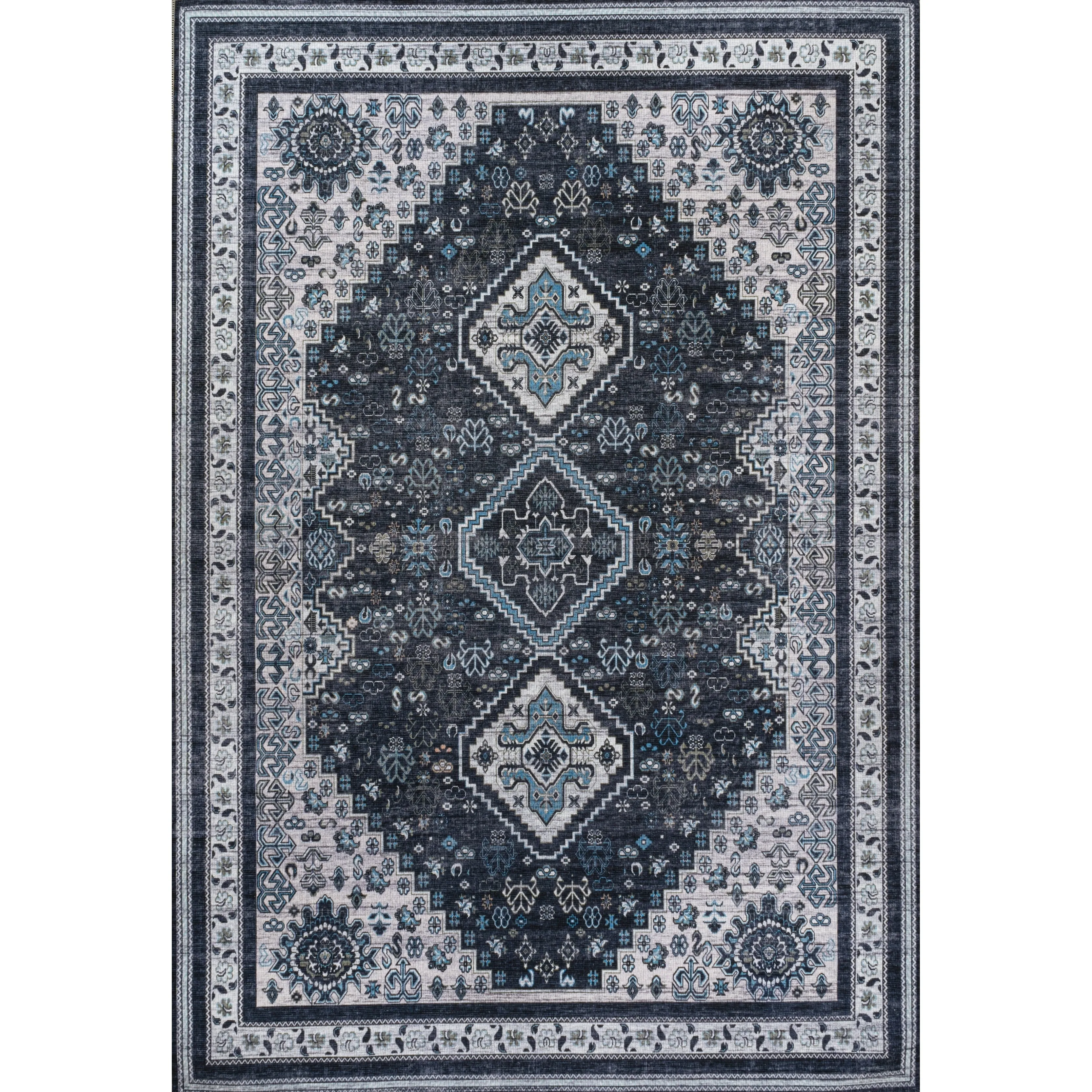 JONATHAN Y Didim Geometric Medallions Machine Washable Area Rug