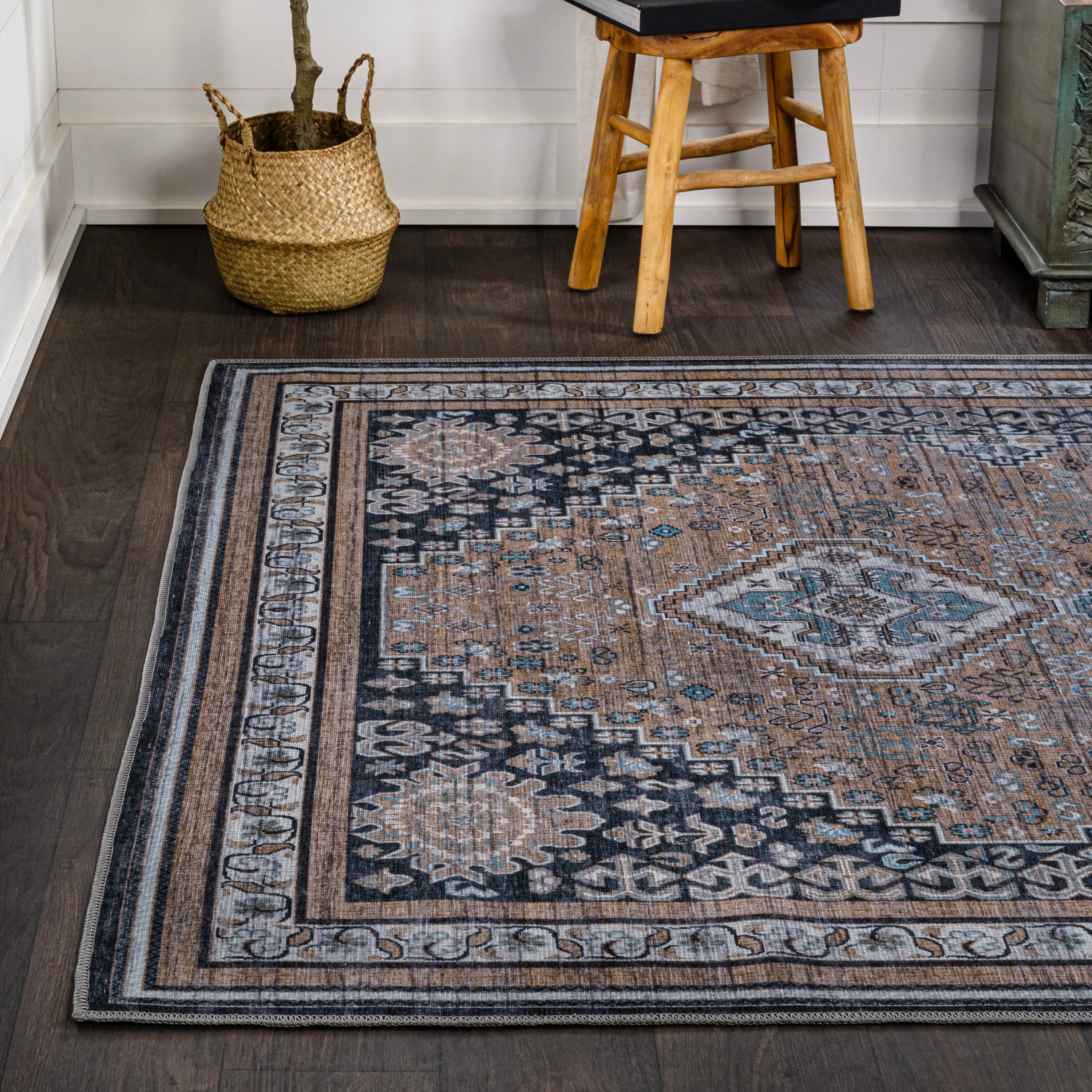 JONATHAN Y Didim Geometric Medallions Machine Washable Area Rug