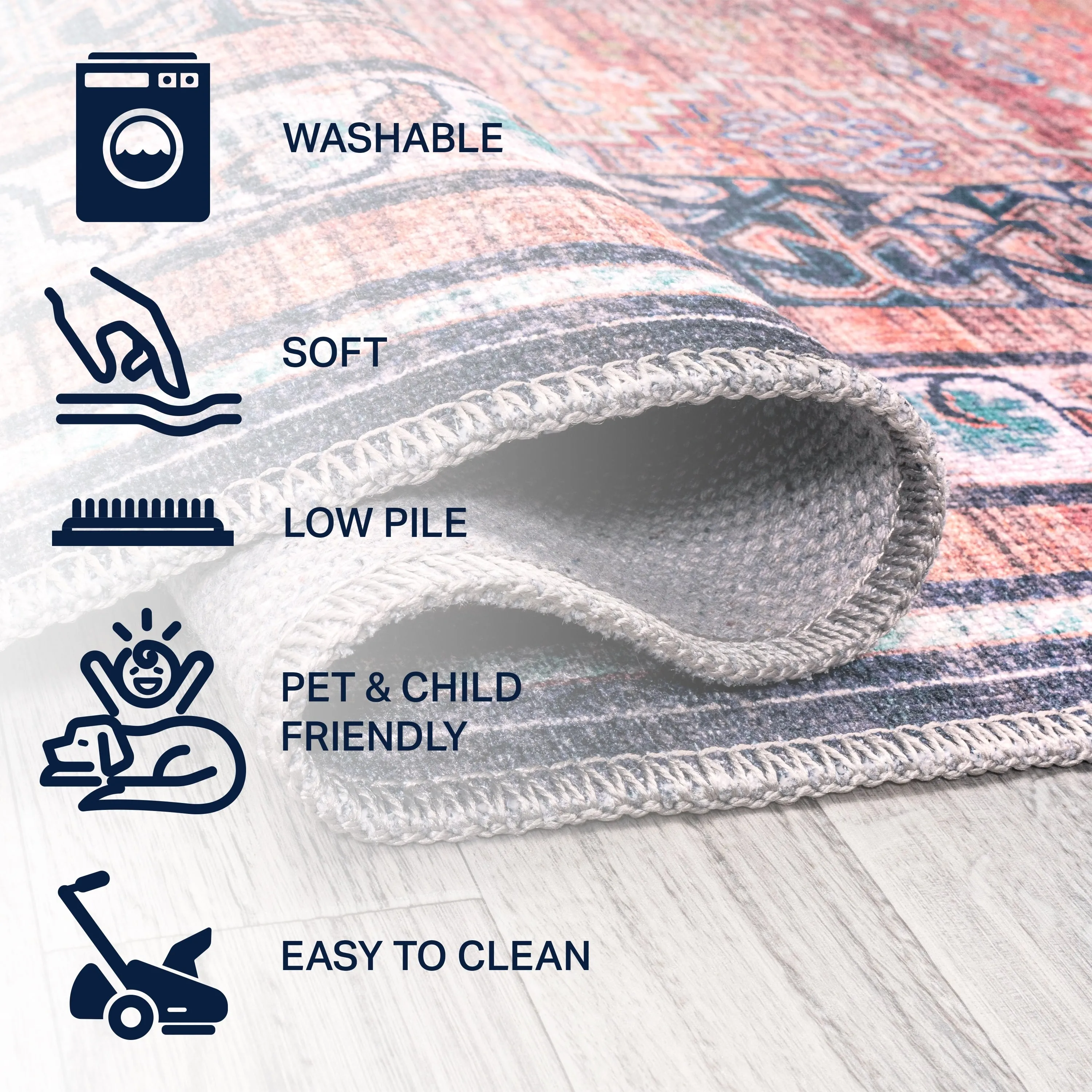 JONATHAN Y Didim Geometric Medallions Machine Washable Area Rug