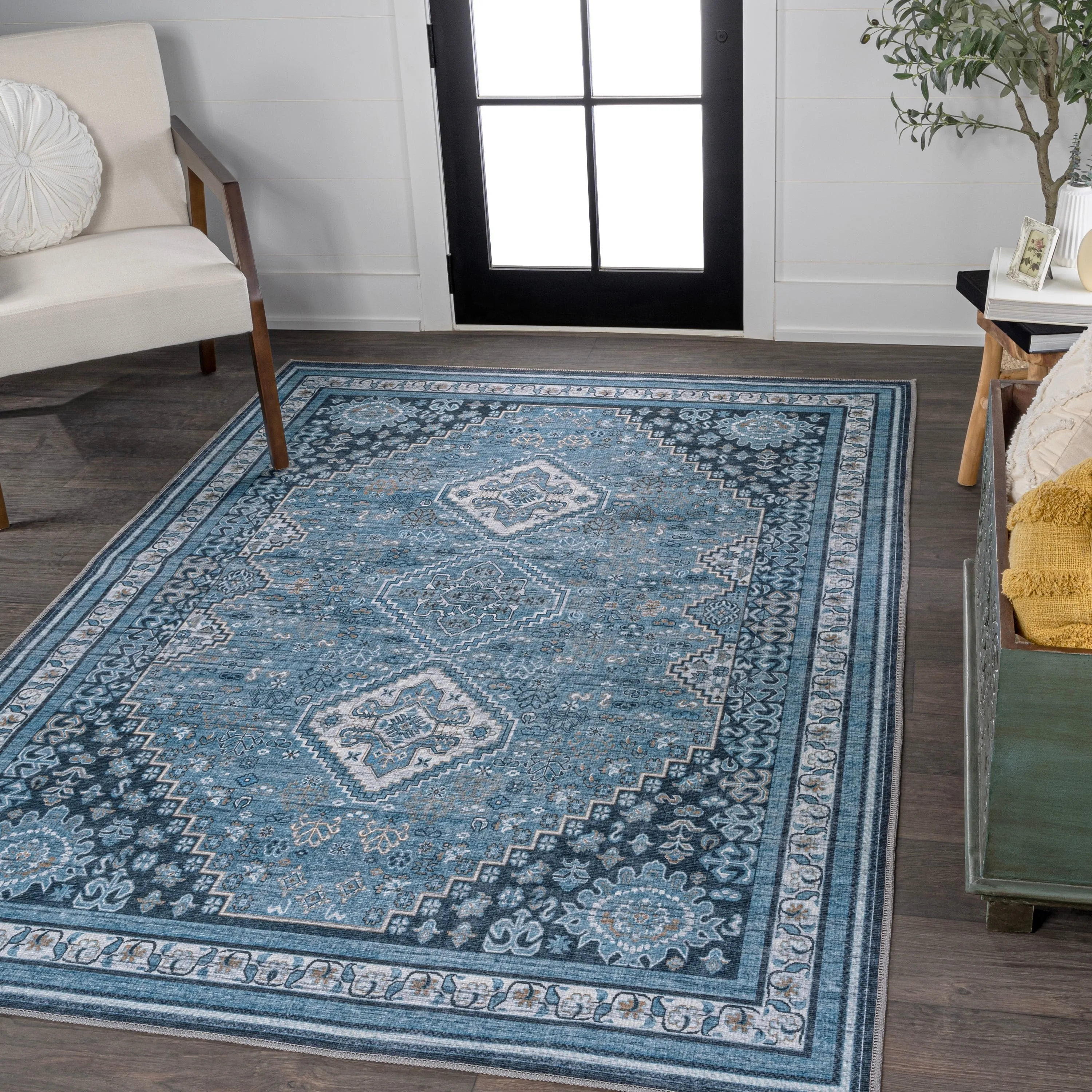 JONATHAN Y Didim Geometric Medallions Machine Washable Area Rug