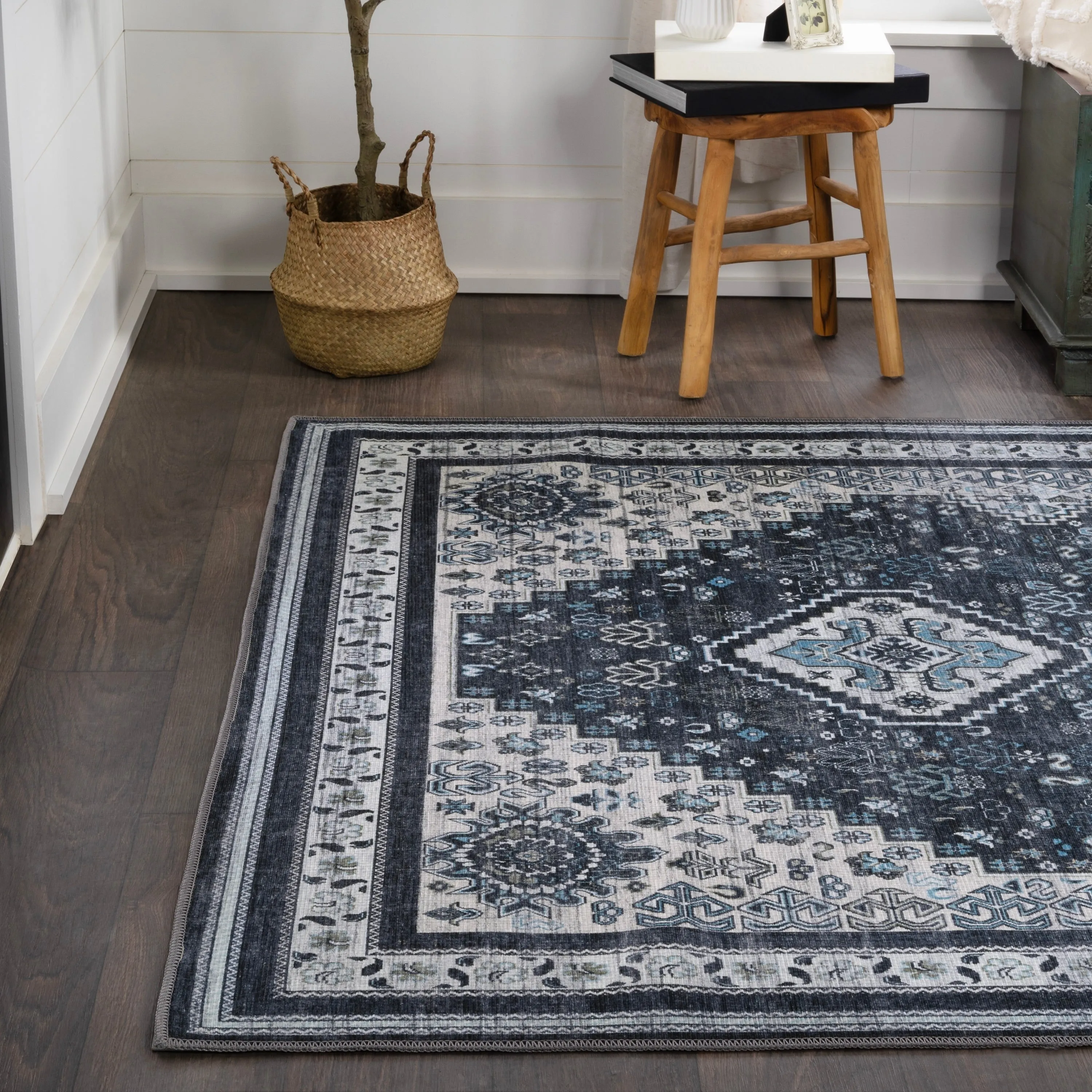 JONATHAN Y Didim Geometric Medallions Machine Washable Area Rug