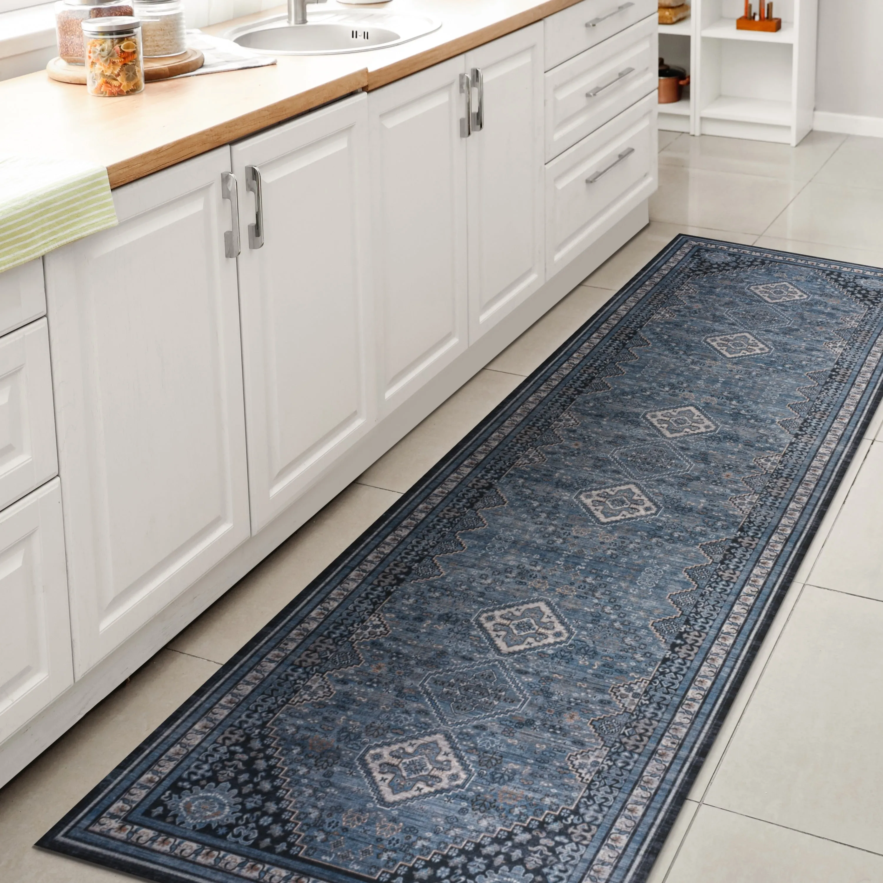 JONATHAN Y Didim Geometric Medallions Machine Washable Area Rug