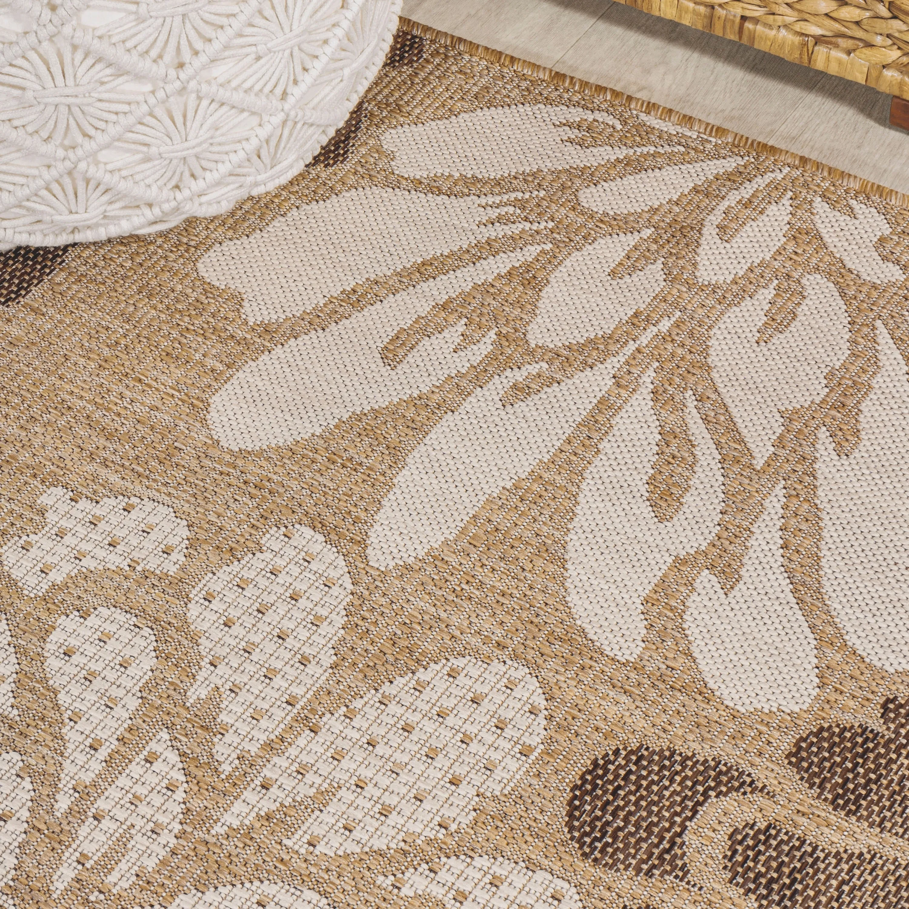 JONATHAN Y Floral Textured Weave Indoor/Outdoor Area Rug