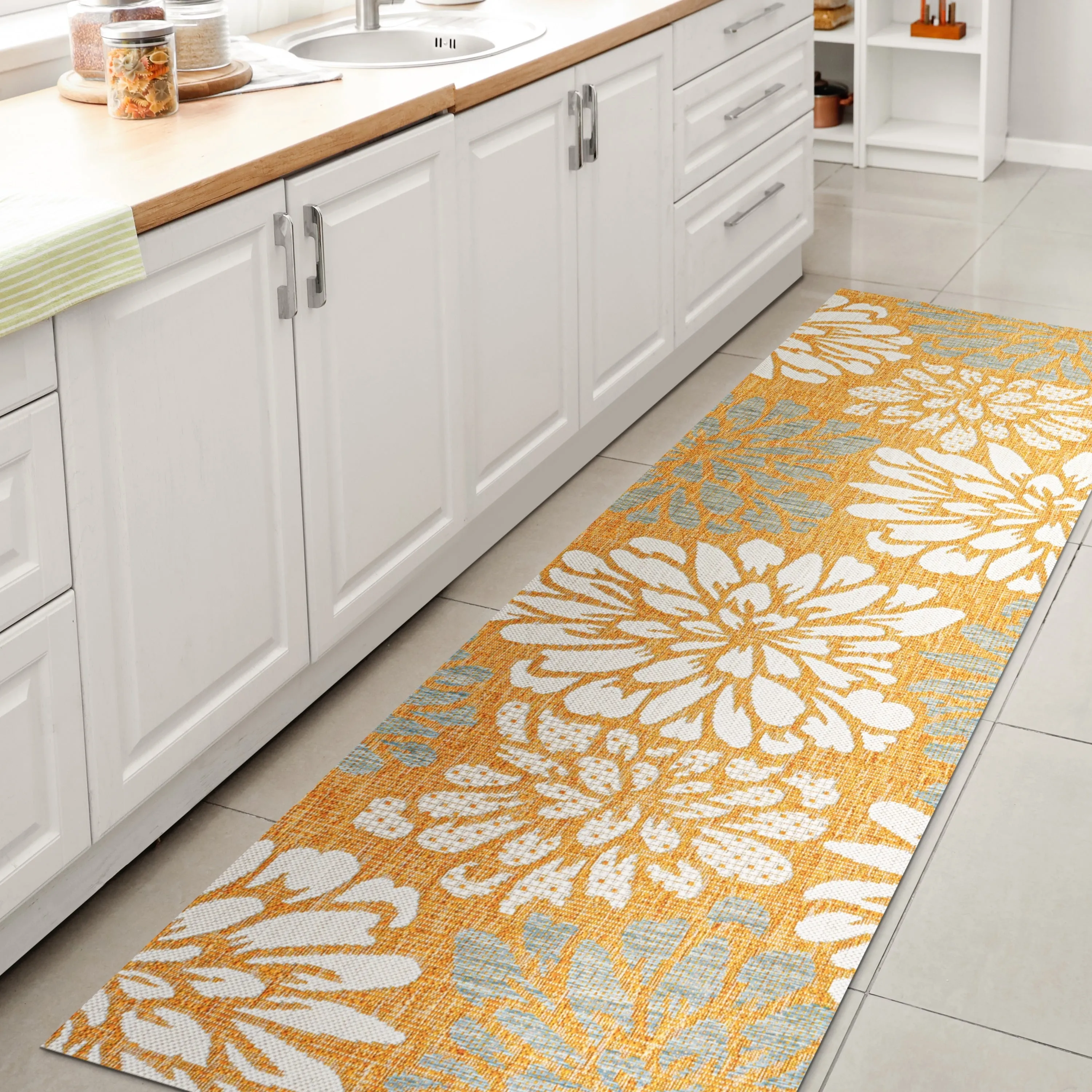 JONATHAN Y Floral Textured Weave Indoor/Outdoor Area Rug