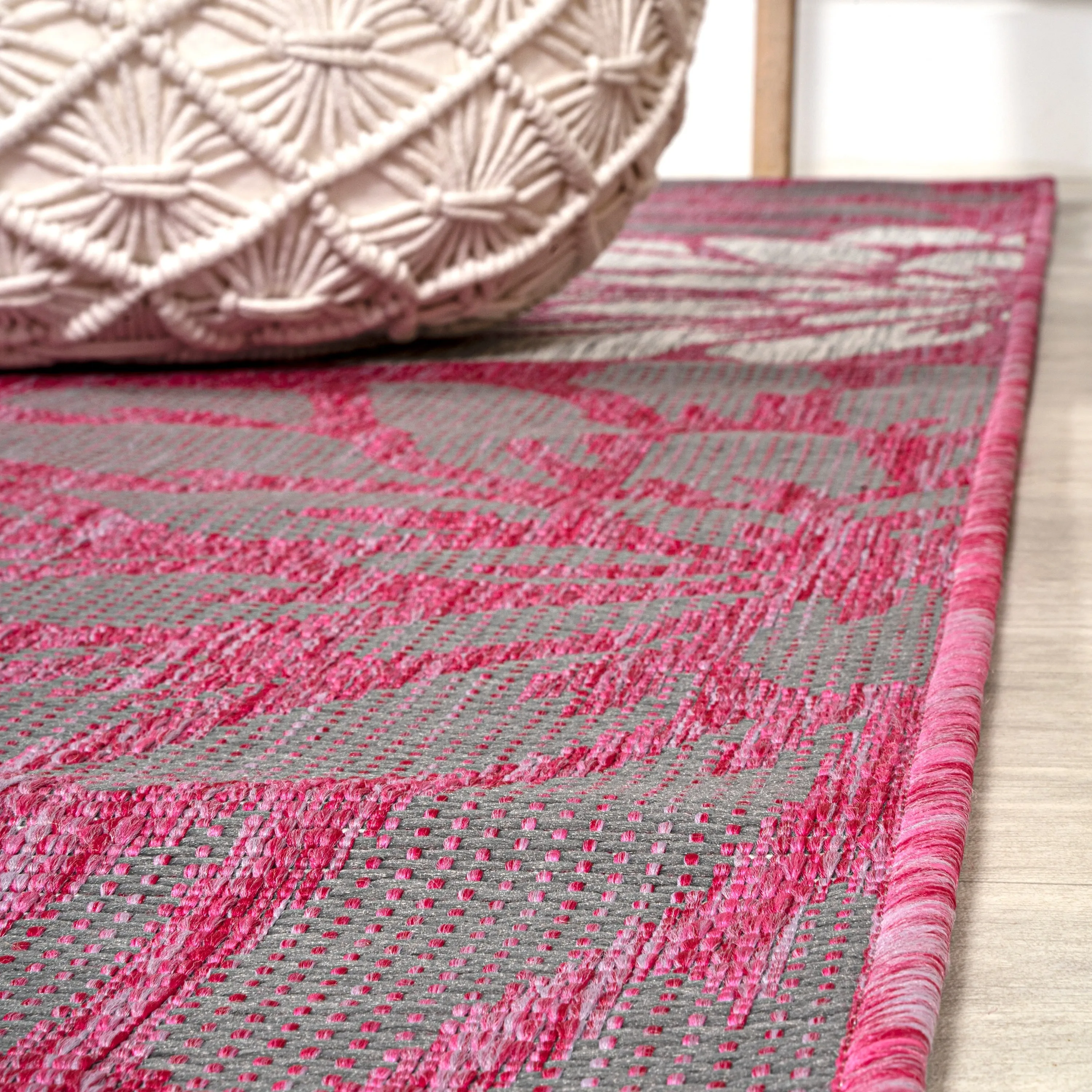 JONATHAN Y Floral Textured Weave Indoor/Outdoor Area Rug