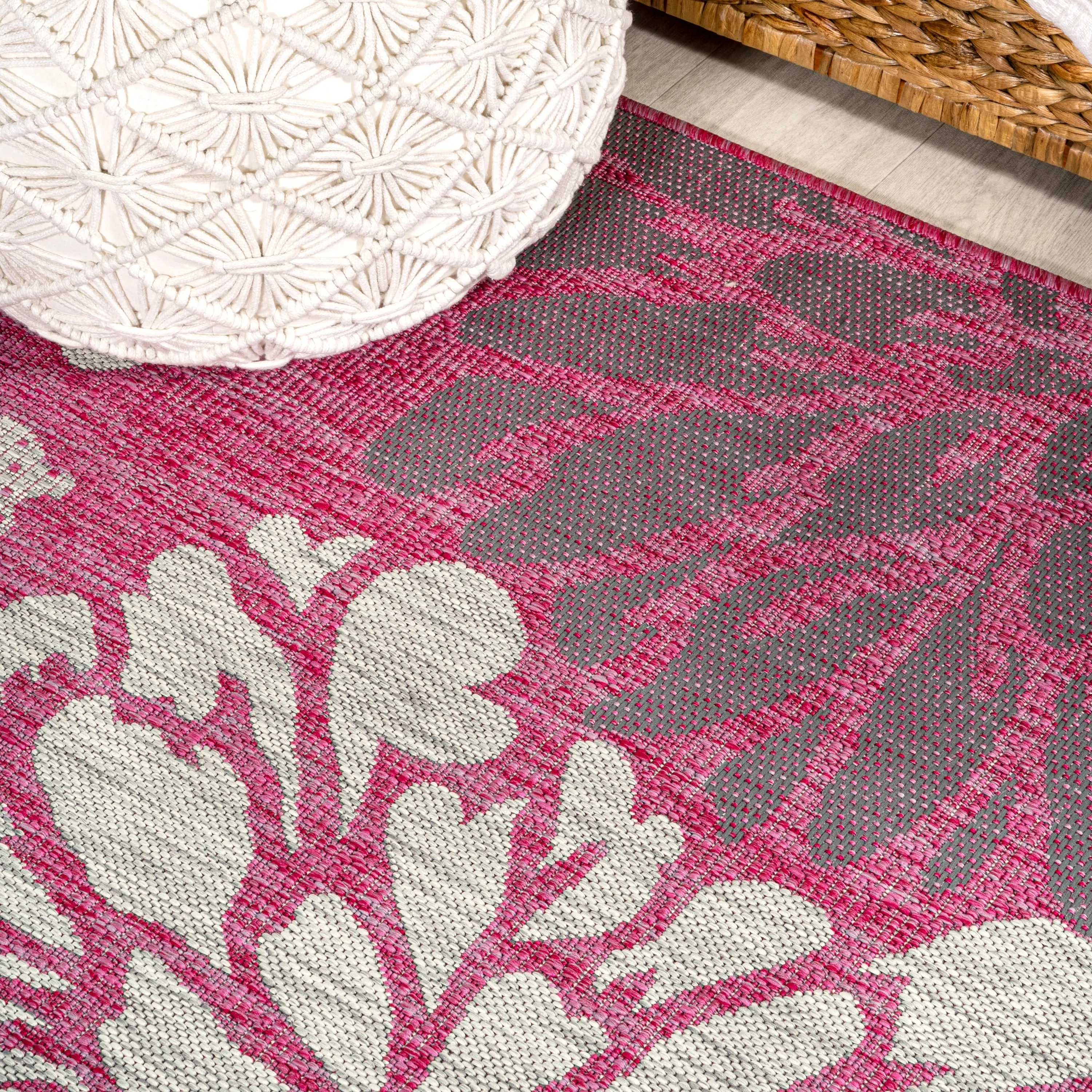JONATHAN Y Floral Textured Weave Indoor/Outdoor Area Rug