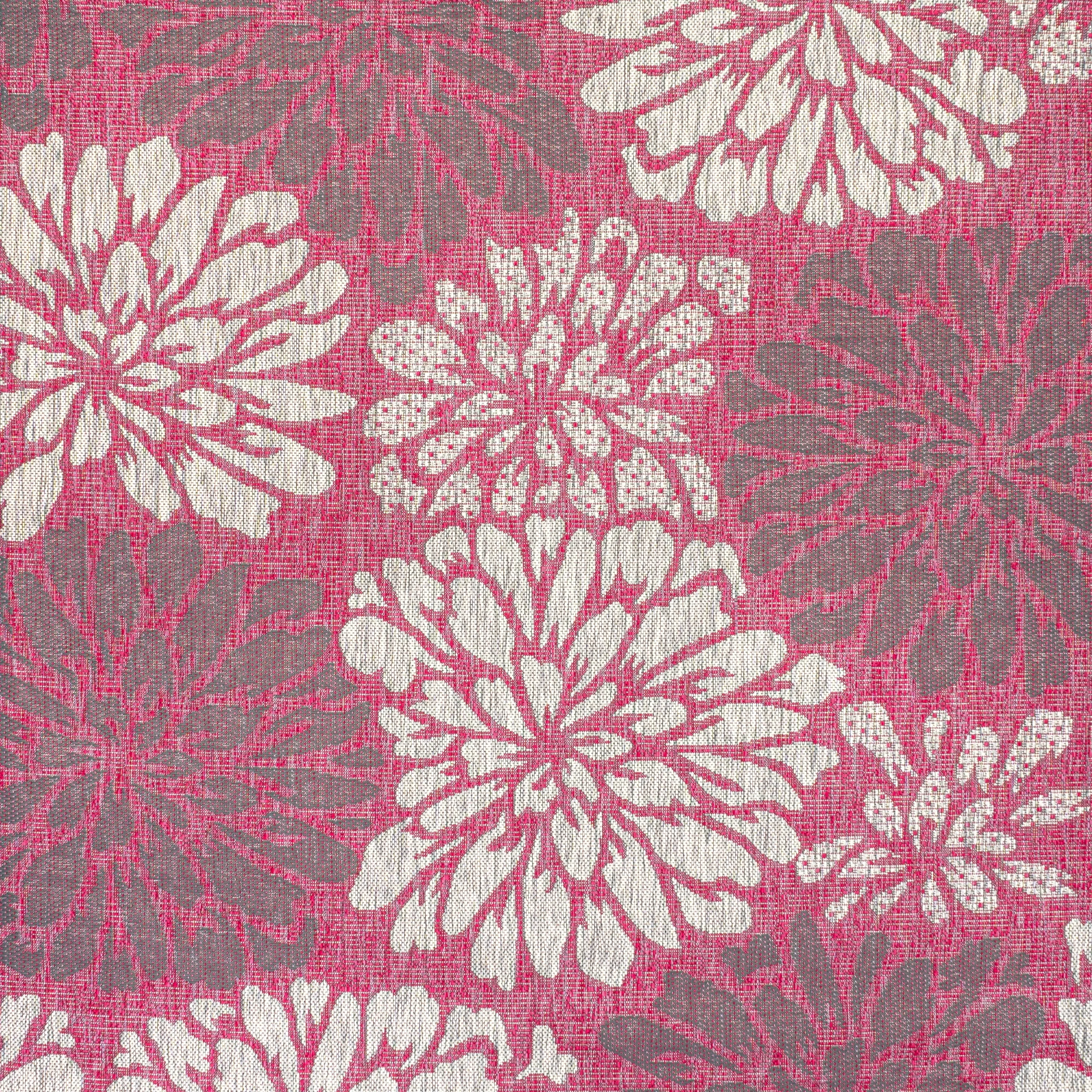 JONATHAN Y Floral Textured Weave Indoor/Outdoor Area Rug