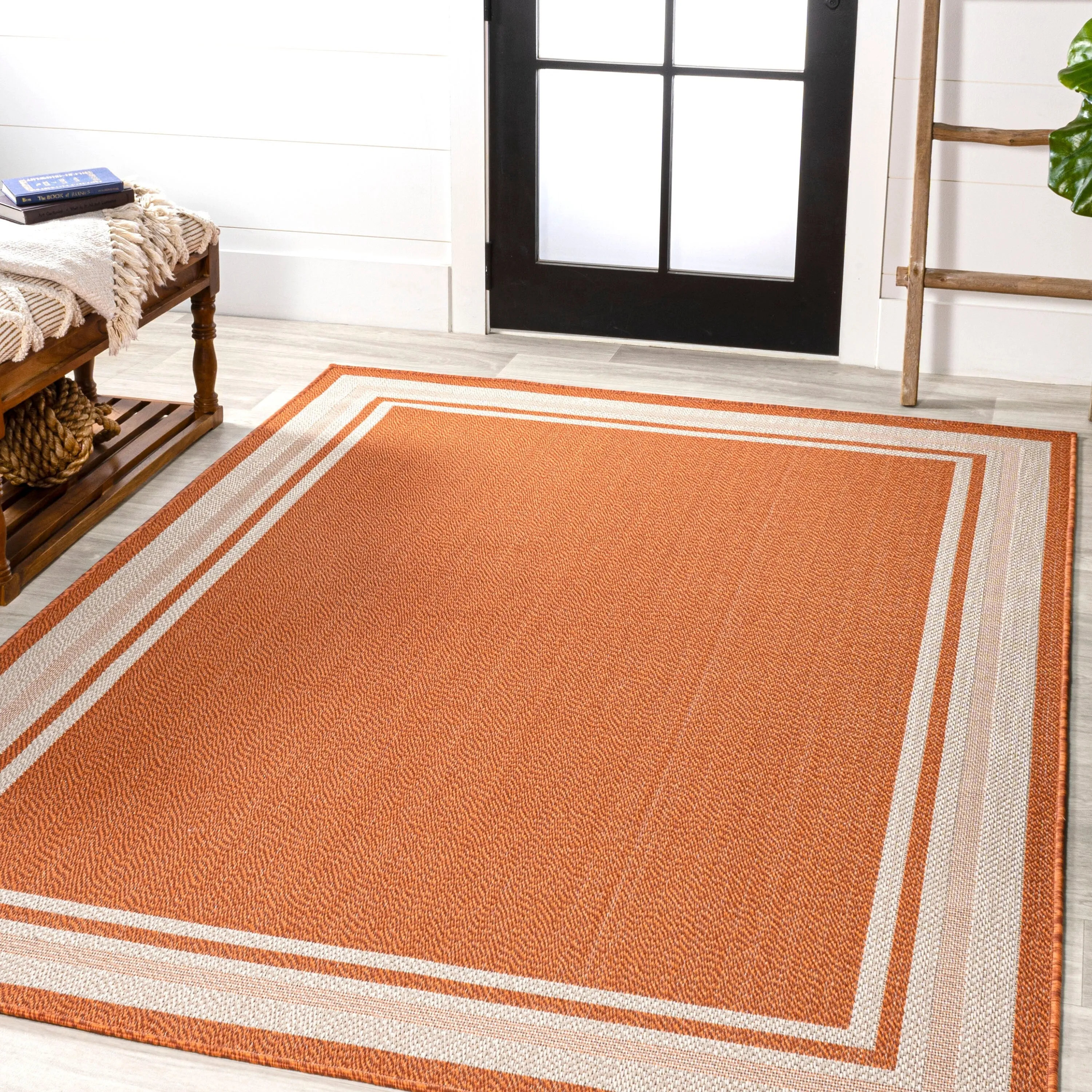 JONATHAN Y Haynes Modern Border Stripe Indoor/Outdoor Area Rug