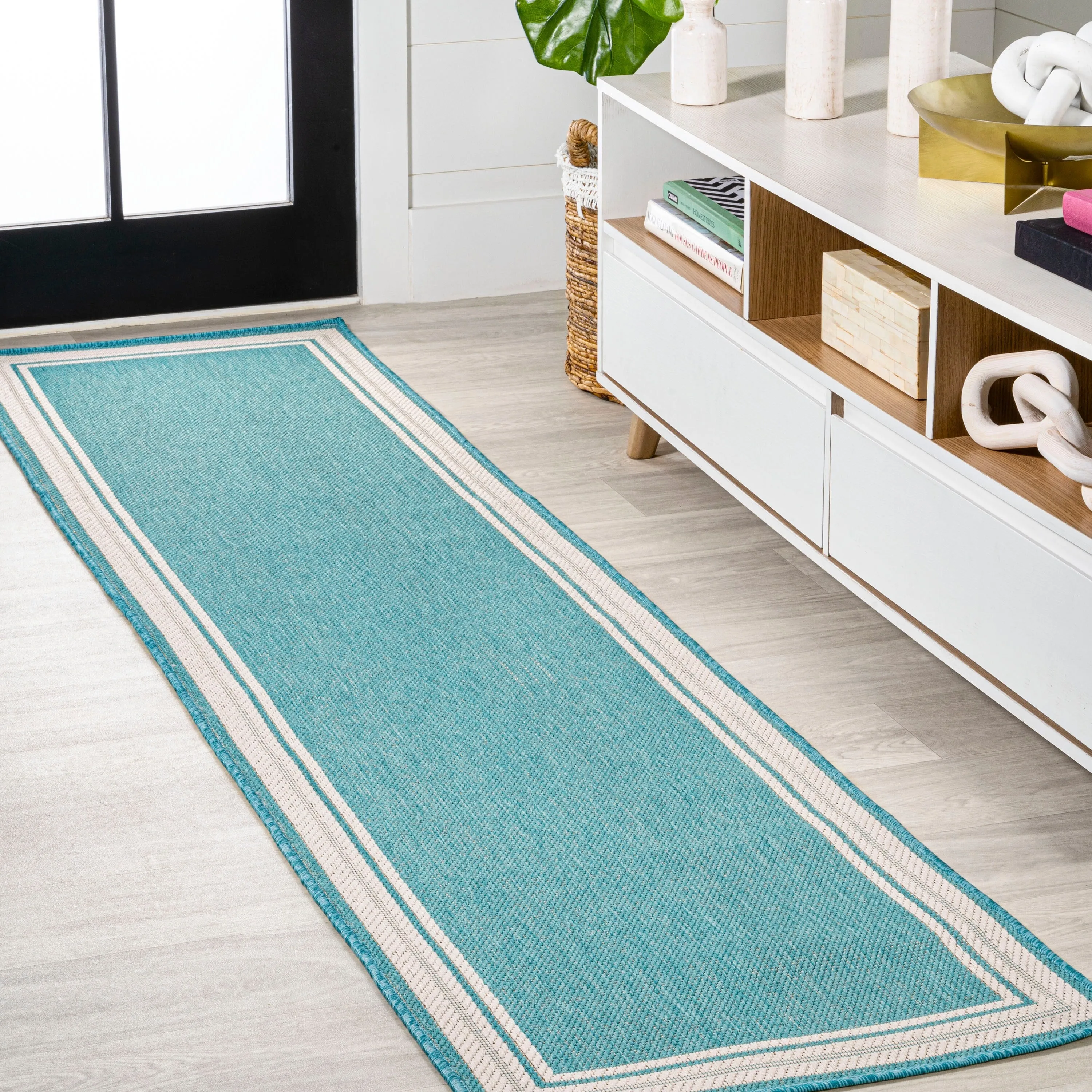 JONATHAN Y Haynes Modern Border Stripe Indoor/Outdoor Area Rug