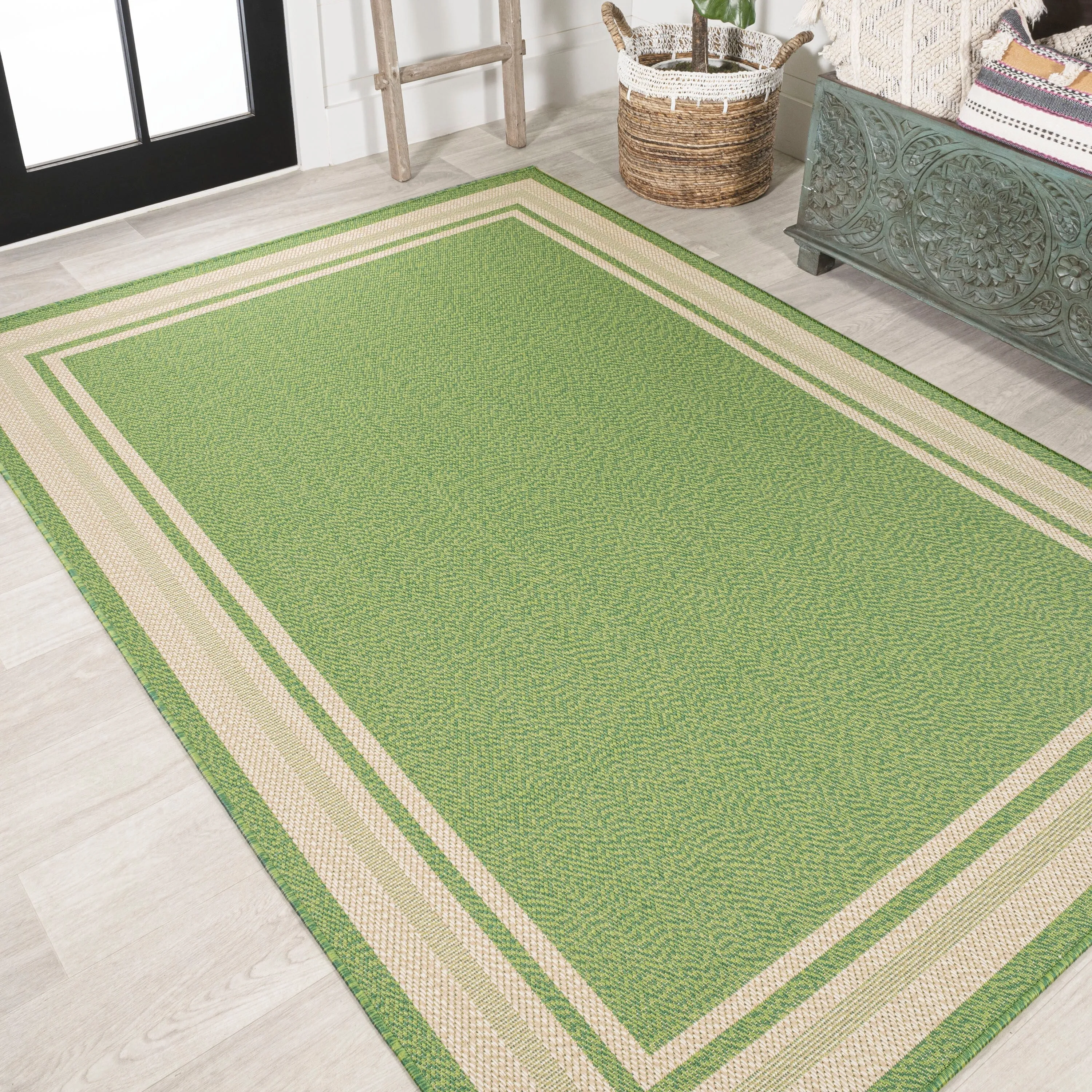 JONATHAN Y Haynes Modern Border Stripe Indoor/Outdoor Area Rug