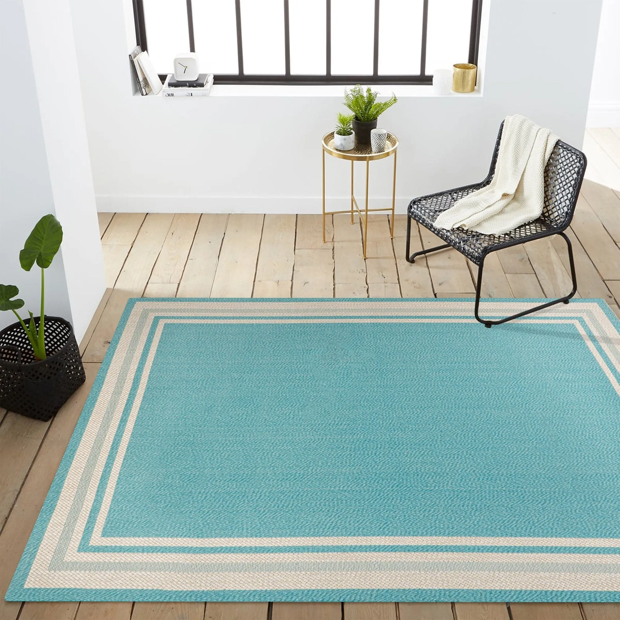 JONATHAN Y Haynes Modern Border Stripe Indoor/Outdoor Area Rug