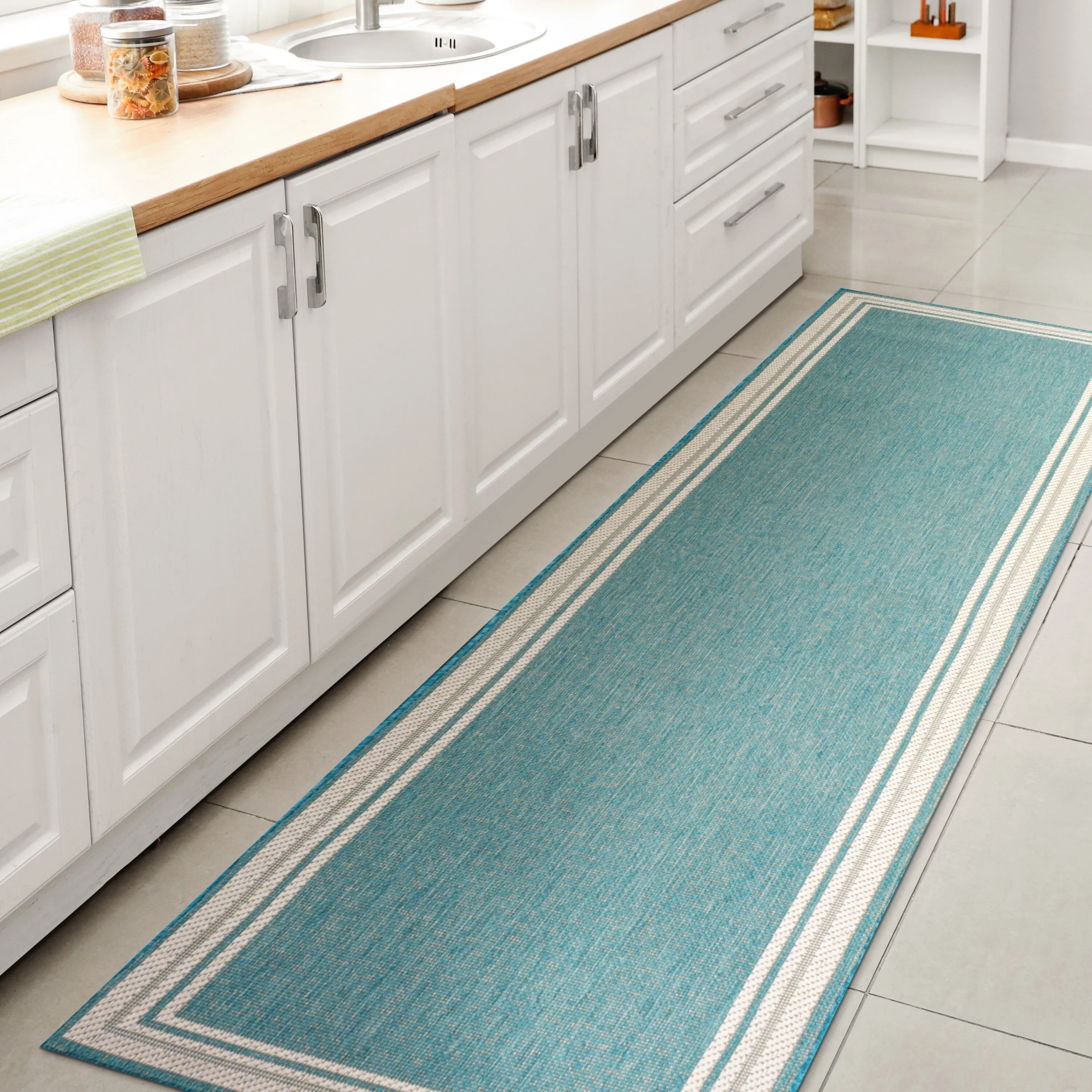 JONATHAN Y Haynes Modern Border Stripe Indoor/Outdoor Area Rug