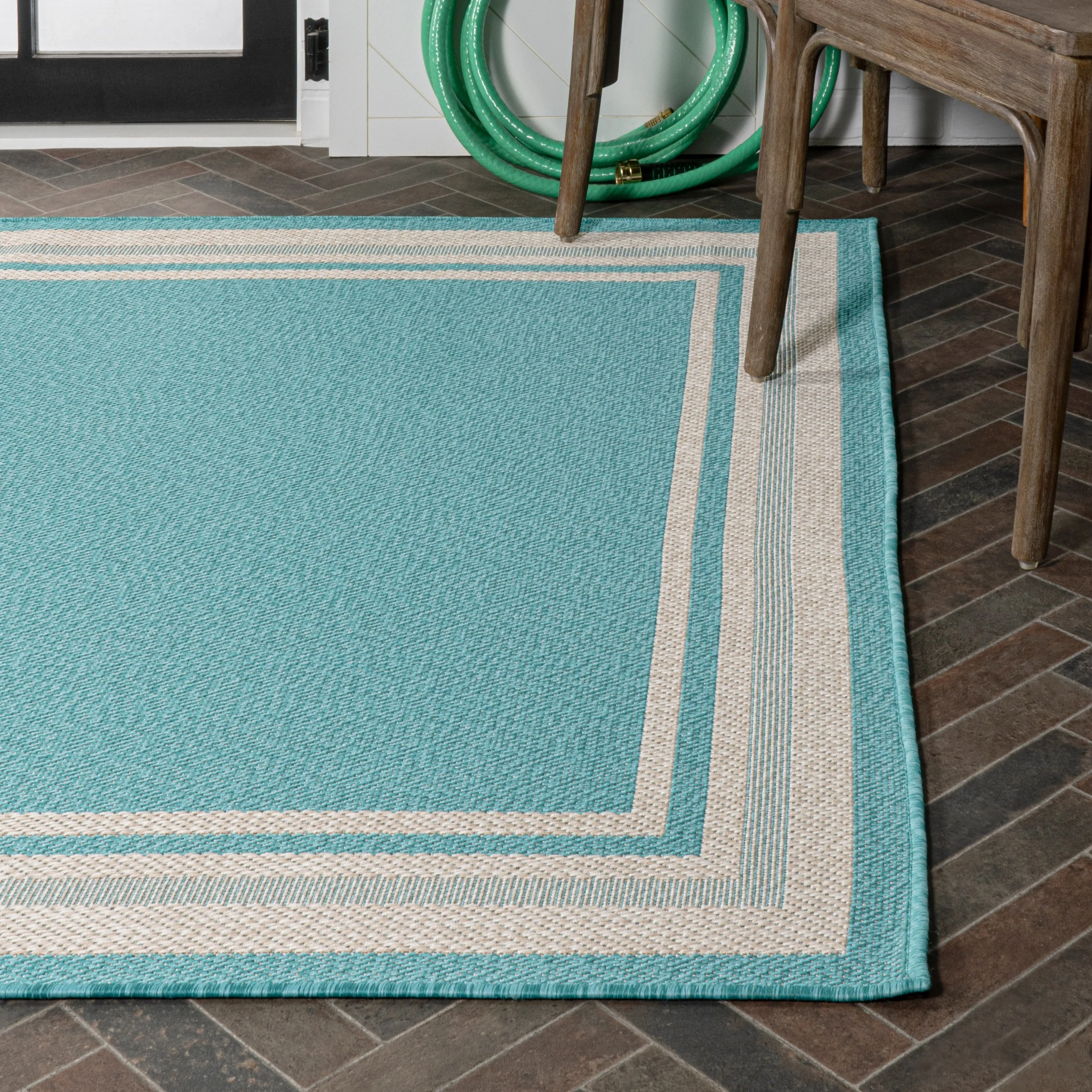 JONATHAN Y Haynes Modern Border Stripe Indoor/Outdoor Area Rug