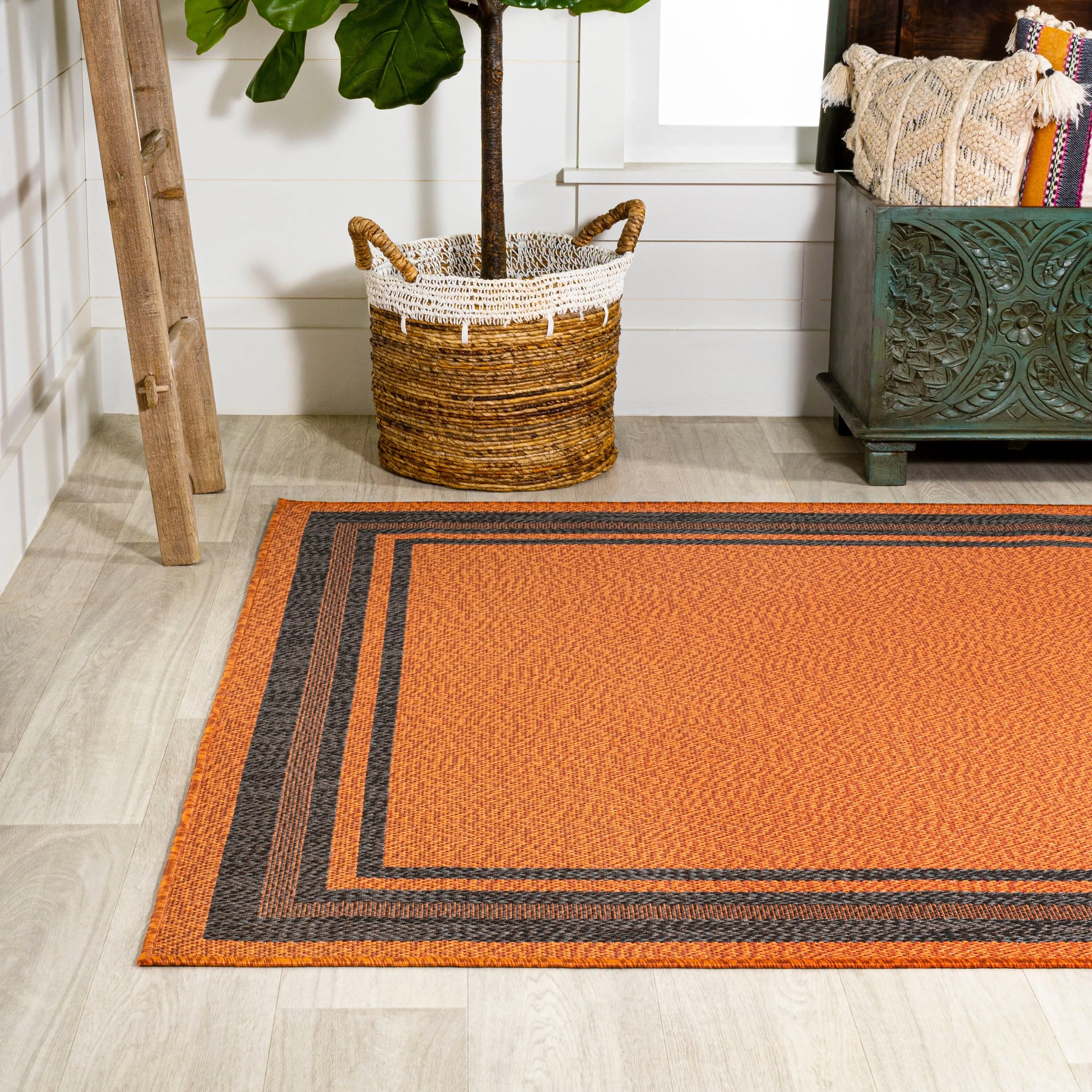 JONATHAN Y Haynes Modern Border Stripe Indoor/Outdoor Area Rug