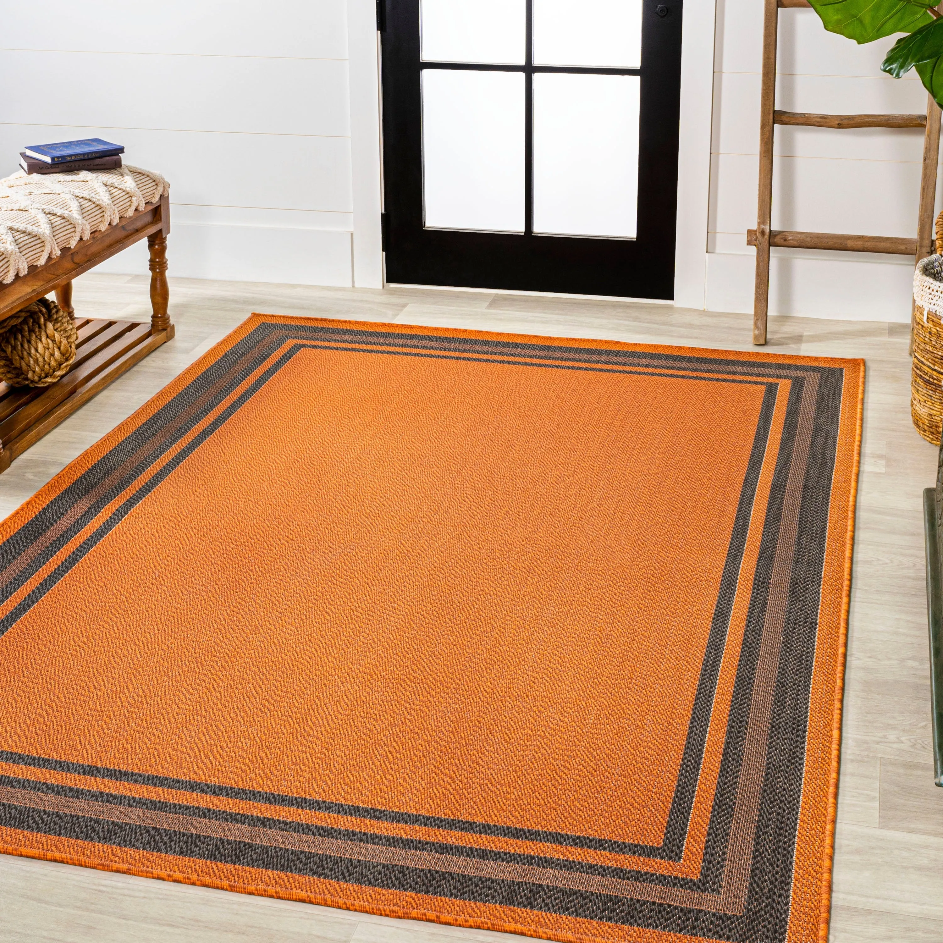 JONATHAN Y Haynes Modern Border Stripe Indoor/Outdoor Area Rug