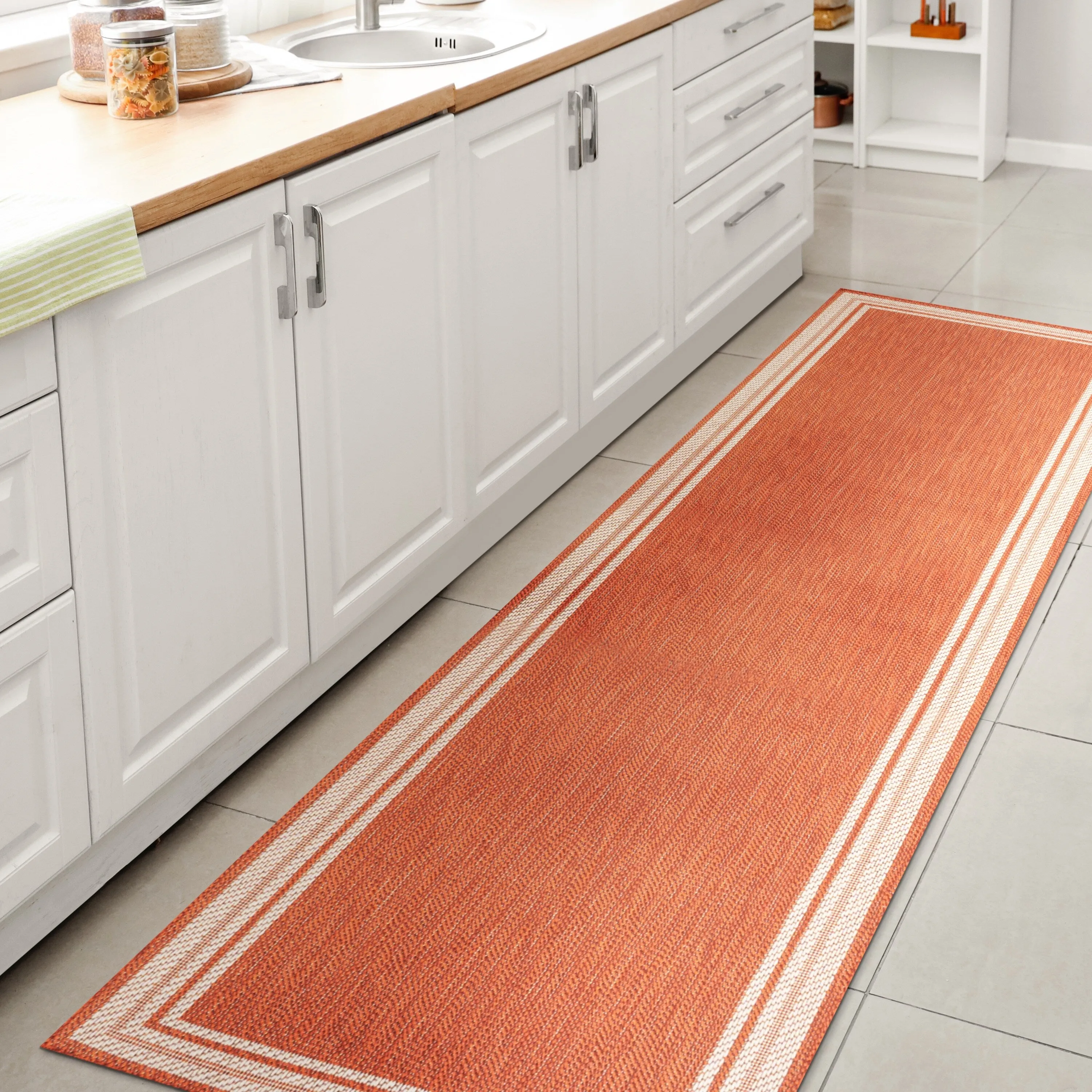 JONATHAN Y Haynes Modern Border Stripe Indoor/Outdoor Area Rug