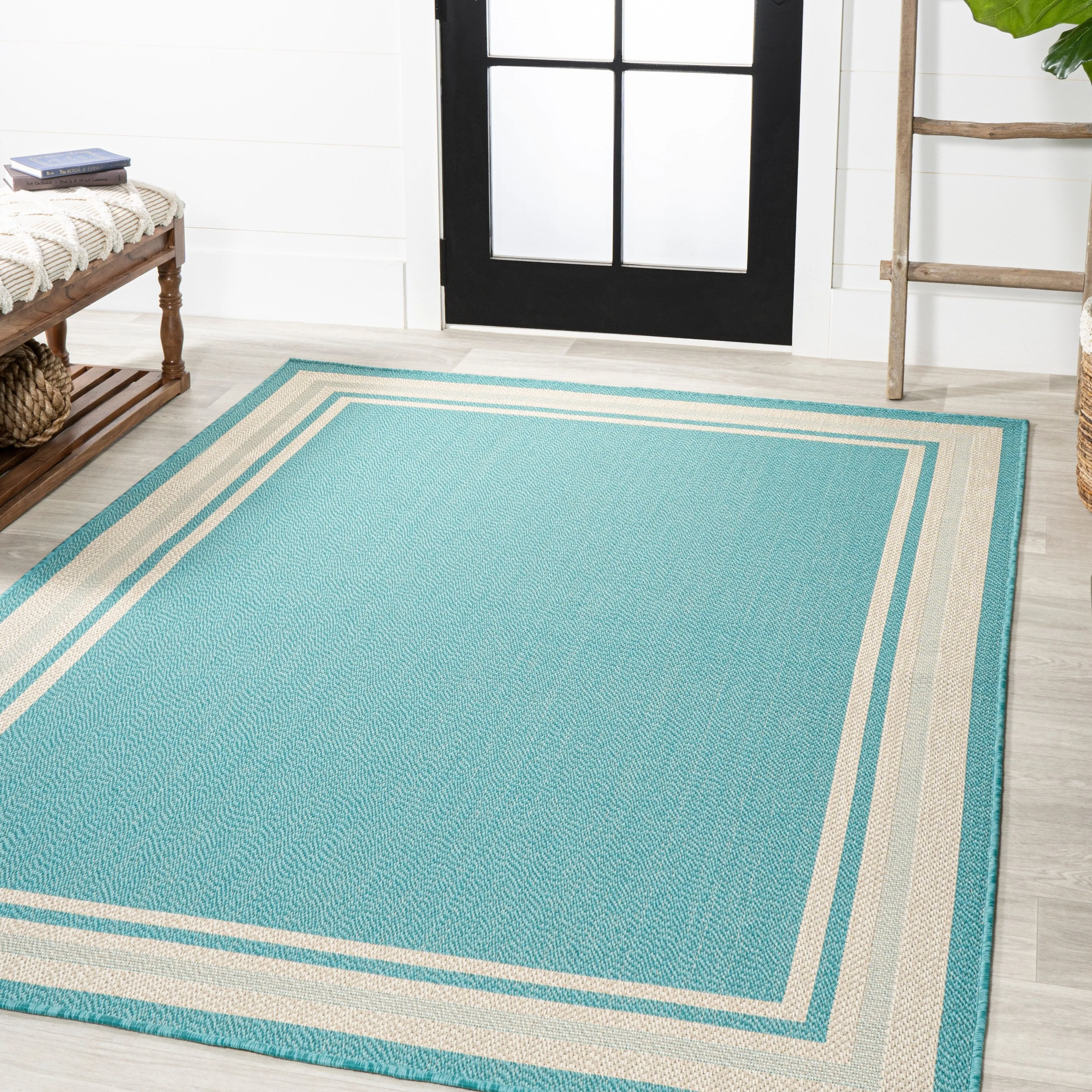 JONATHAN Y Haynes Modern Border Stripe Indoor/Outdoor Area Rug