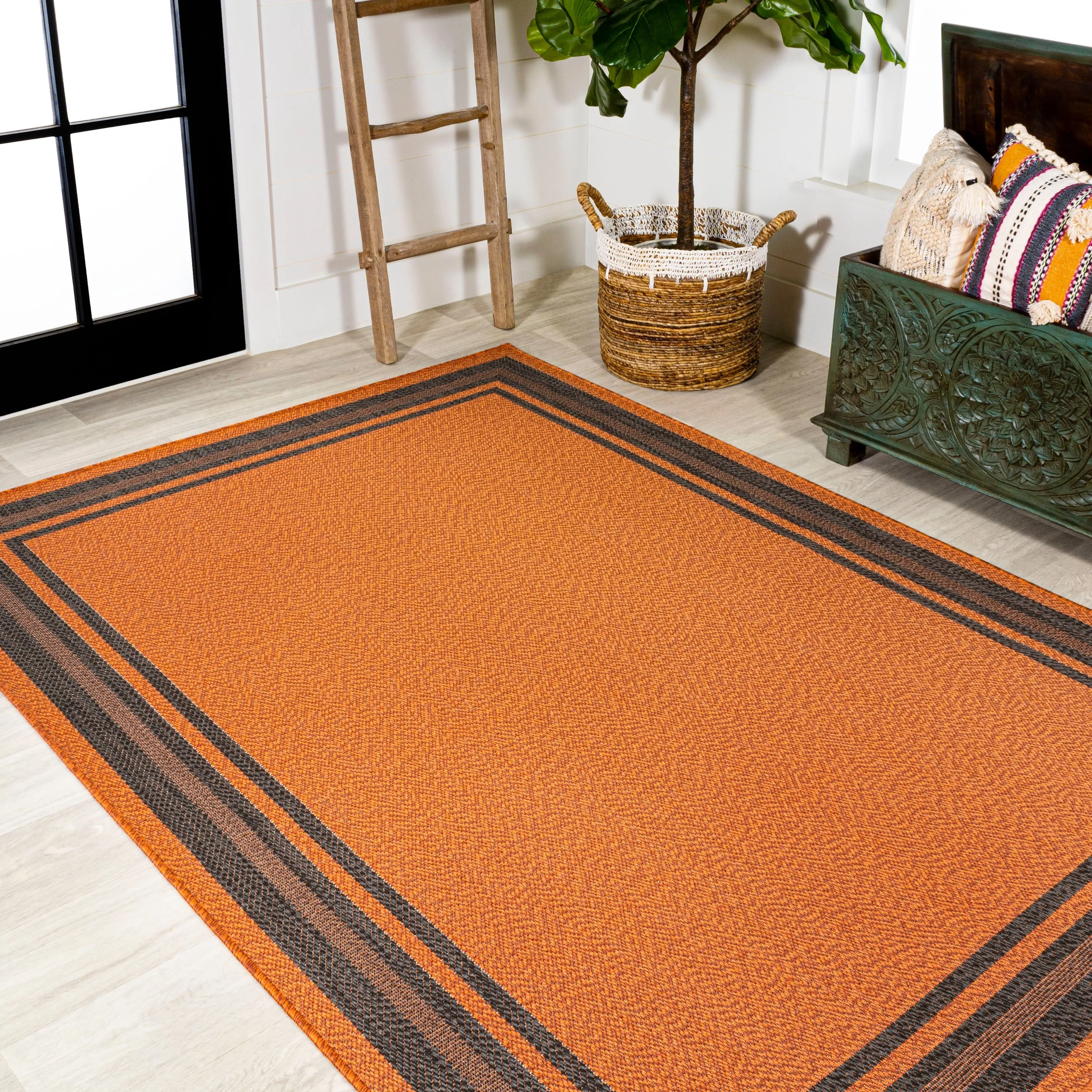 JONATHAN Y Haynes Modern Border Stripe Indoor/Outdoor Area Rug